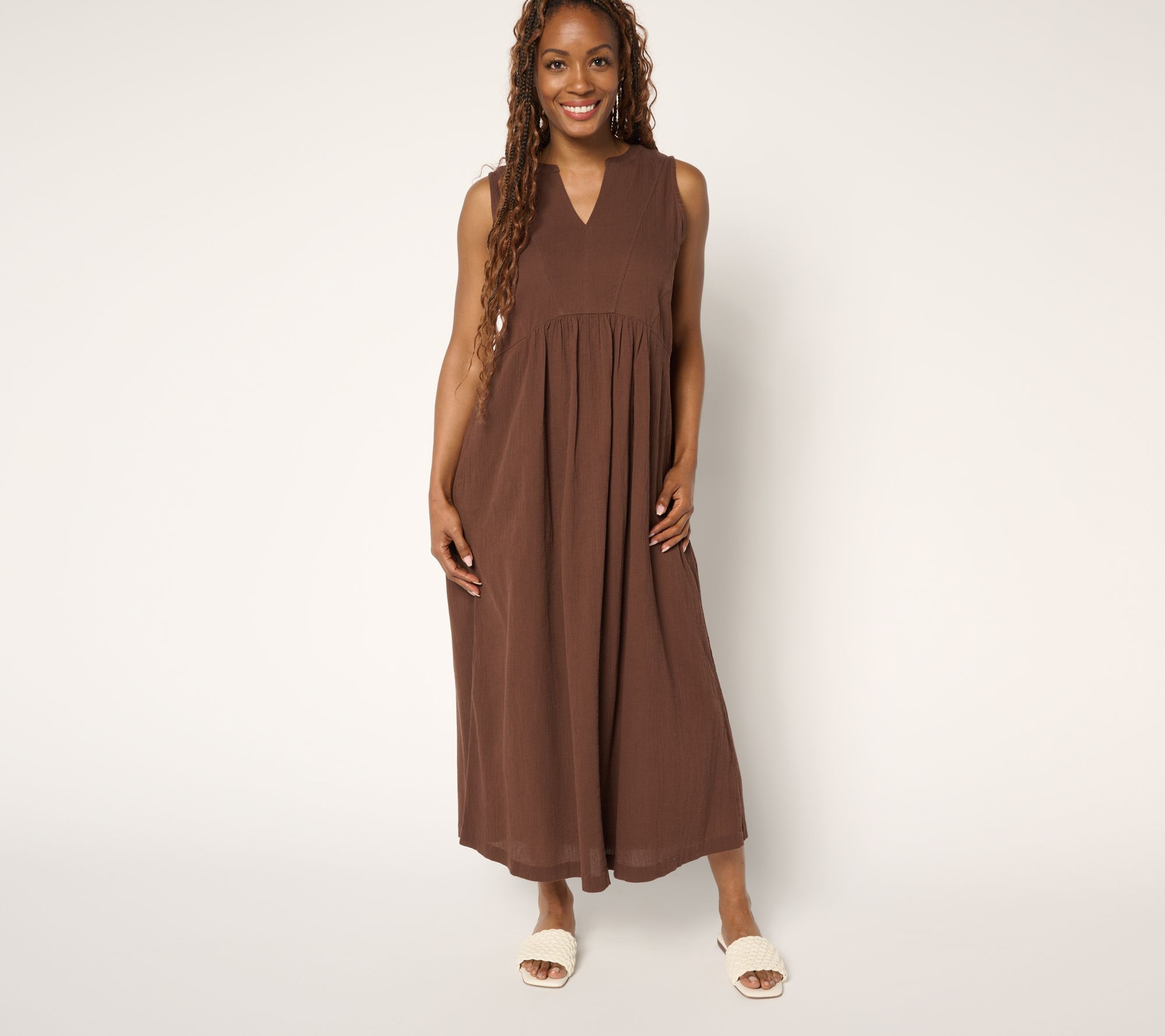 LOGO by Lori Goldstein Beach to Street Regular Cotton Gauze Dress