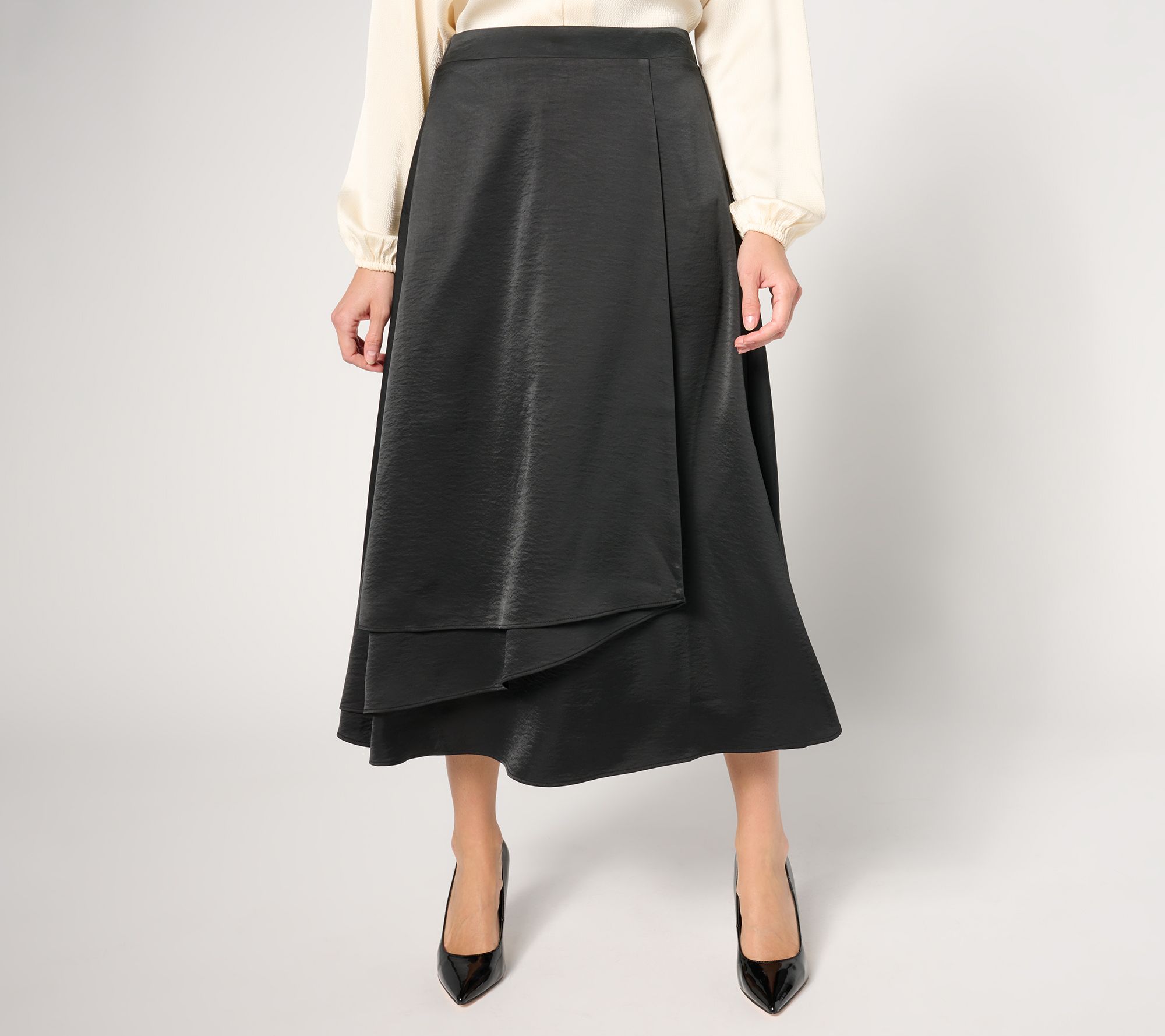 "As Is" BEAUTIFUL by Lawrence Zarian Petite Satin Pull On Skirt