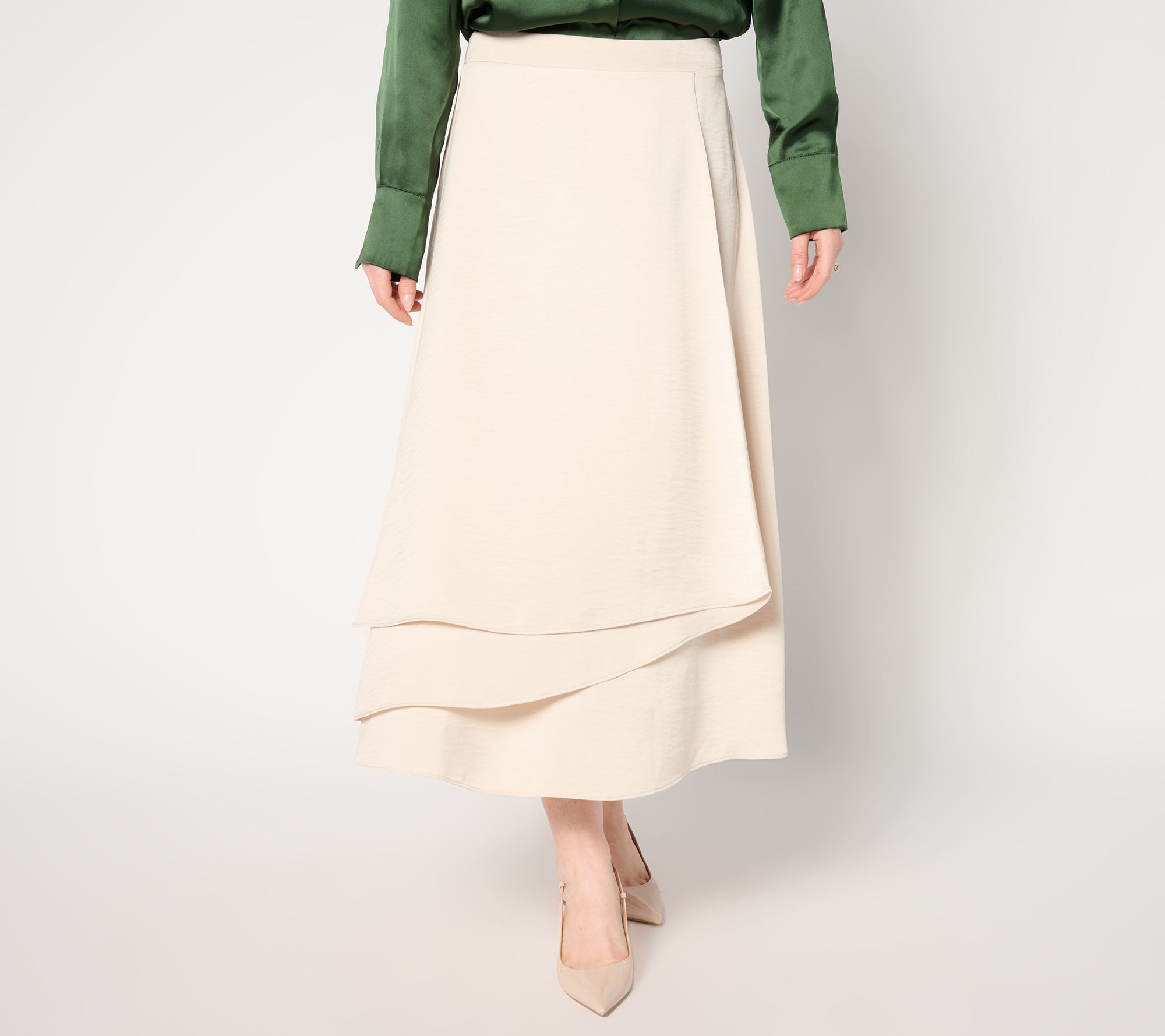 "As Is" BEAUTIFUL by Lawrence Zarian Petite Satin Pull On Skirt