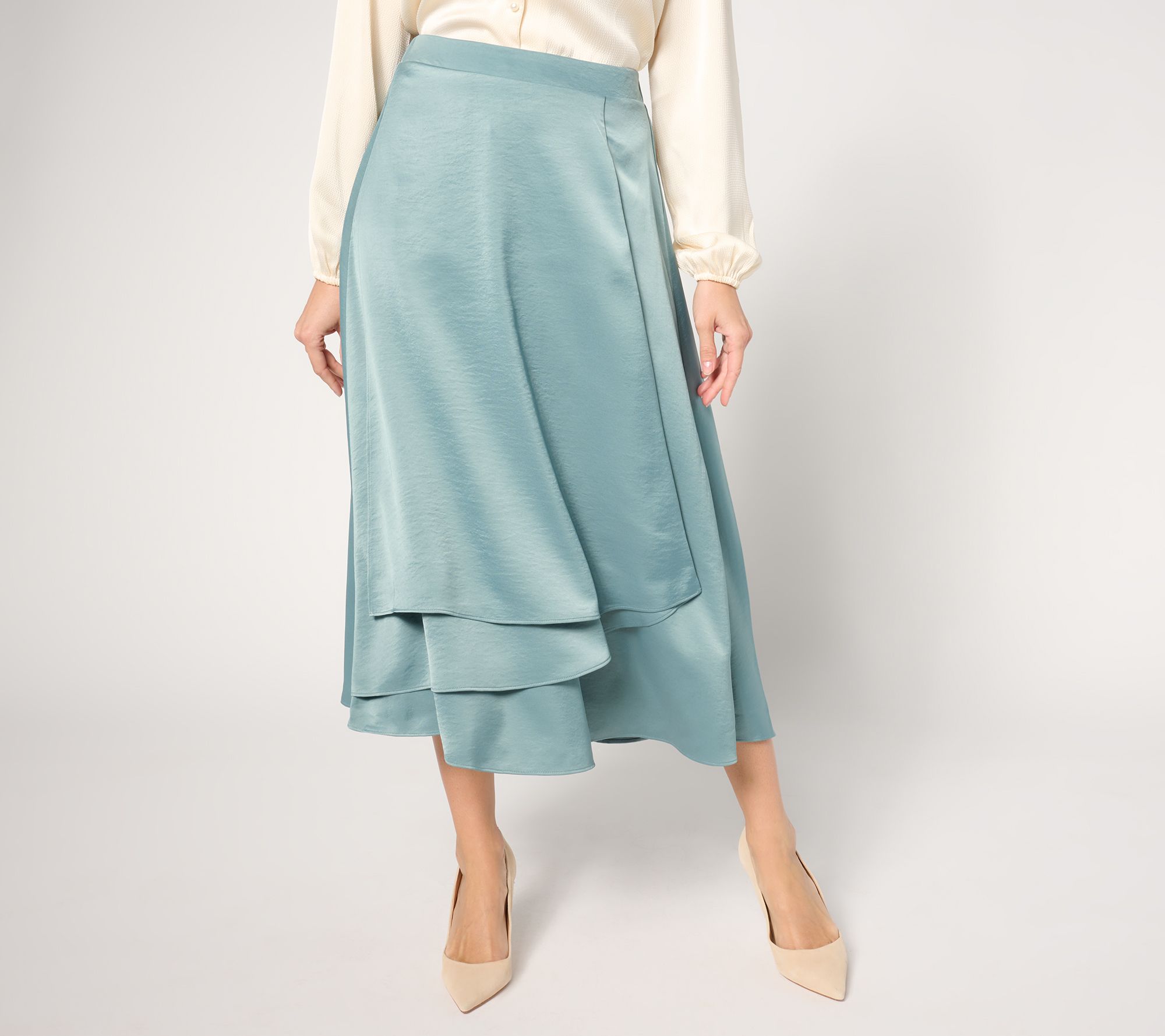 "As Is" BEAUTIFUL by Lawrence Zarian Petite Satin Pull On Skirt