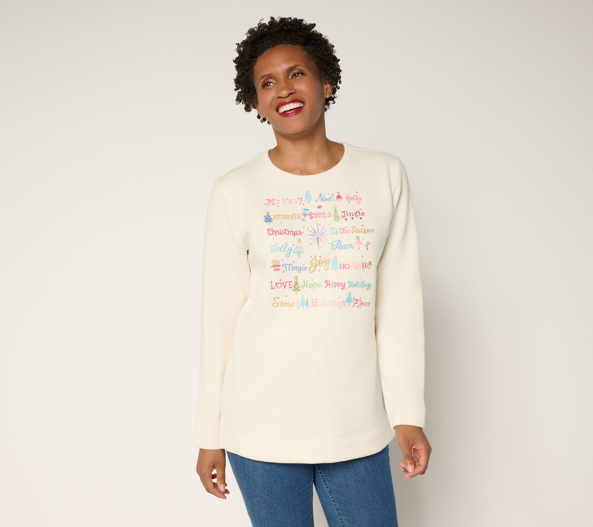 Quacker Factory Merry and Bright Long Sleeve Sweatshirt