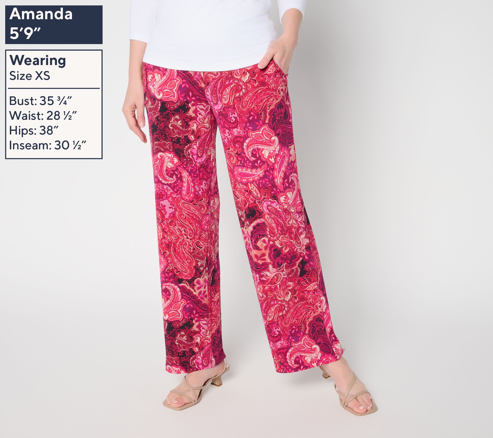 Susan Graver Petite Printed Liquid Knit Wide-Leg Pants