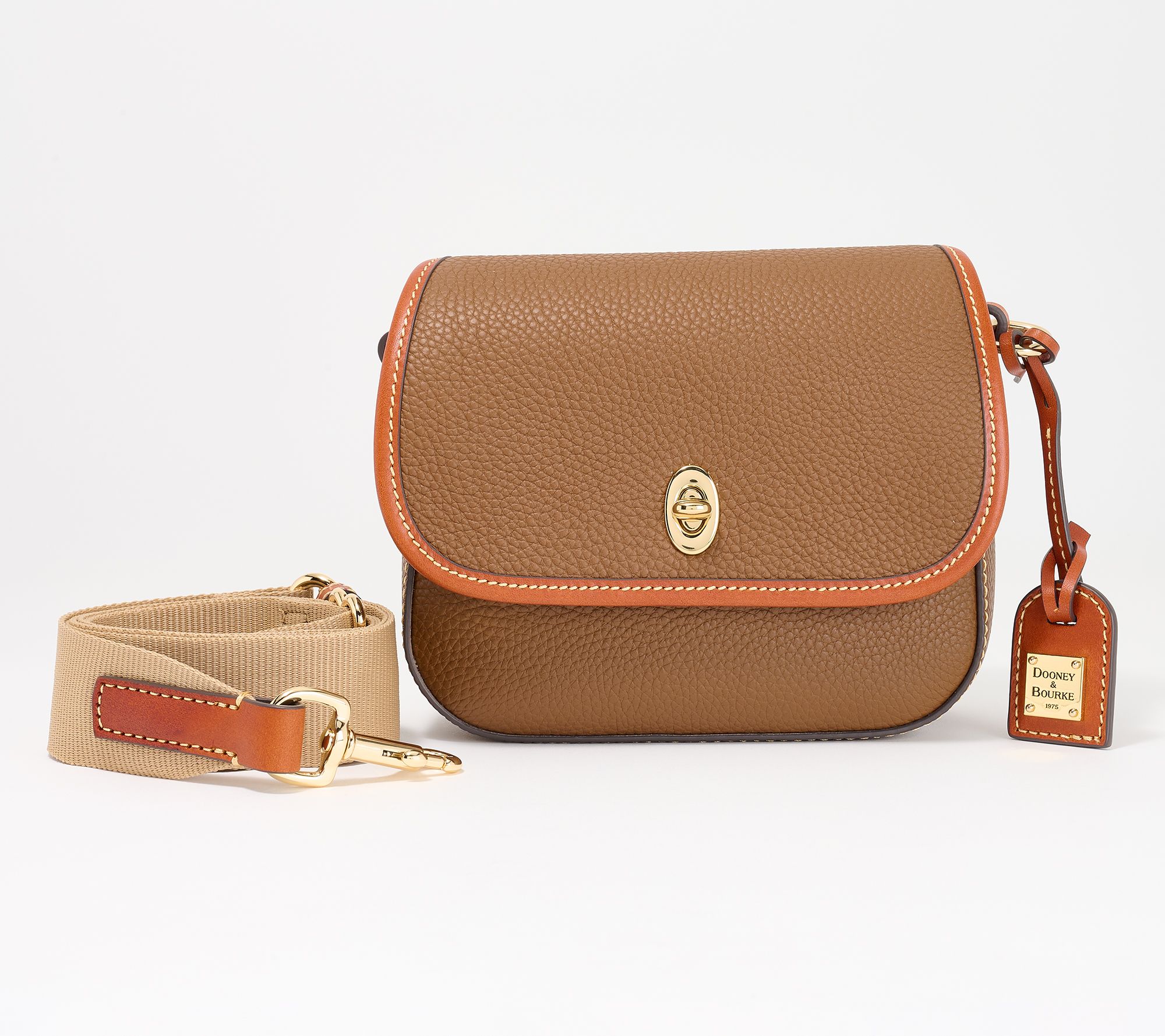 "As Is" Dooney & Bourke Pebble Leather Saddle Bag with Web Strap