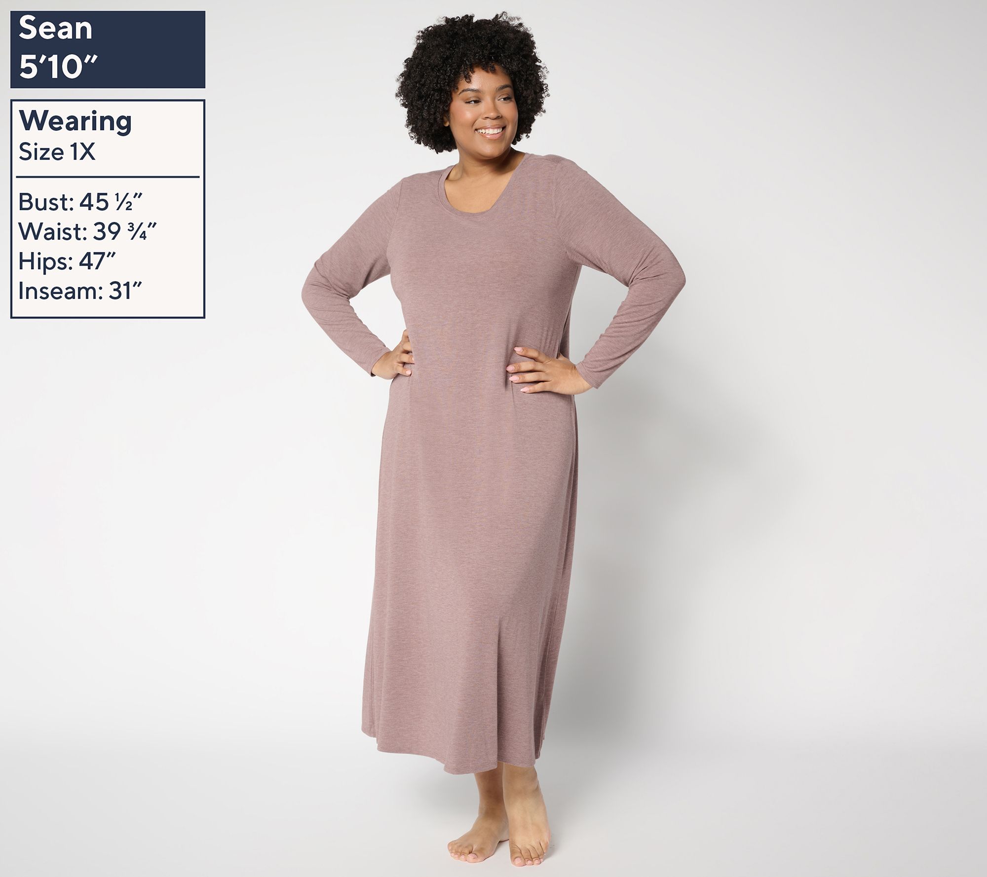 Modern Soul Soothing Knit Jersey Midi Dress w/ Support System Modern Soul Soothing Knit Jersey Midi Lounge Dress w/ Support System -  QVC.com