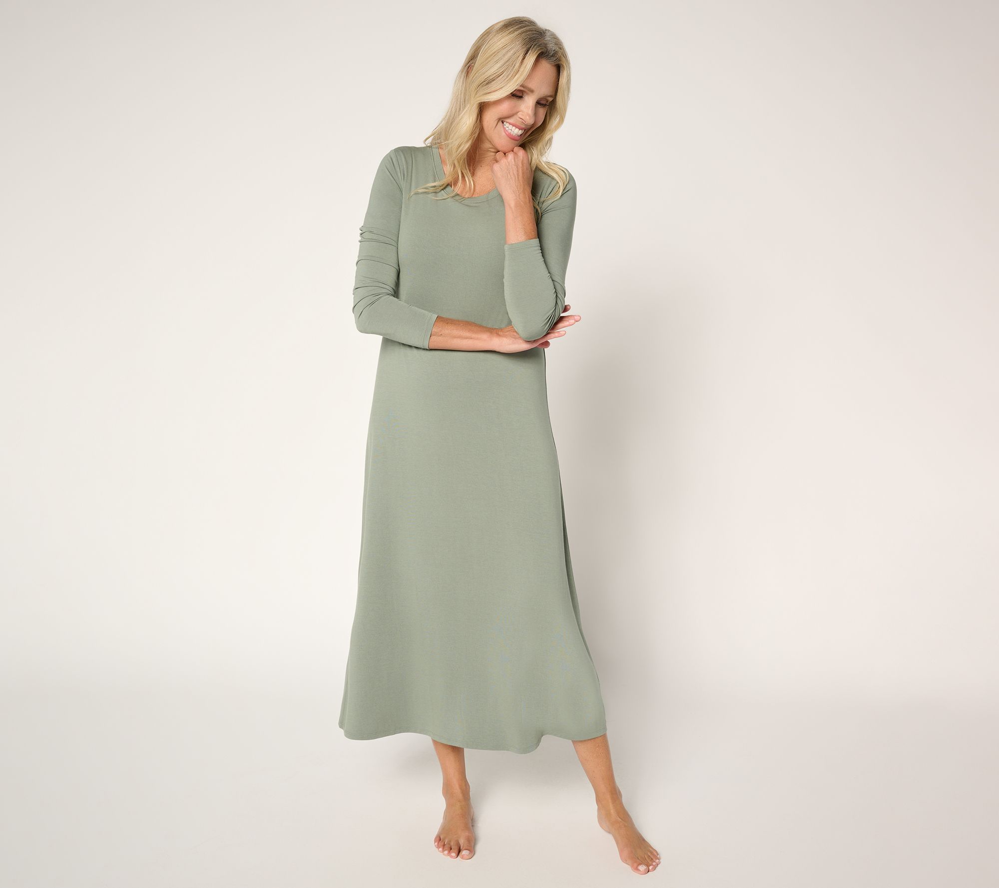 Modern Soul Soothing Knit Jersey Midi Lounge Dress w/ Support System
