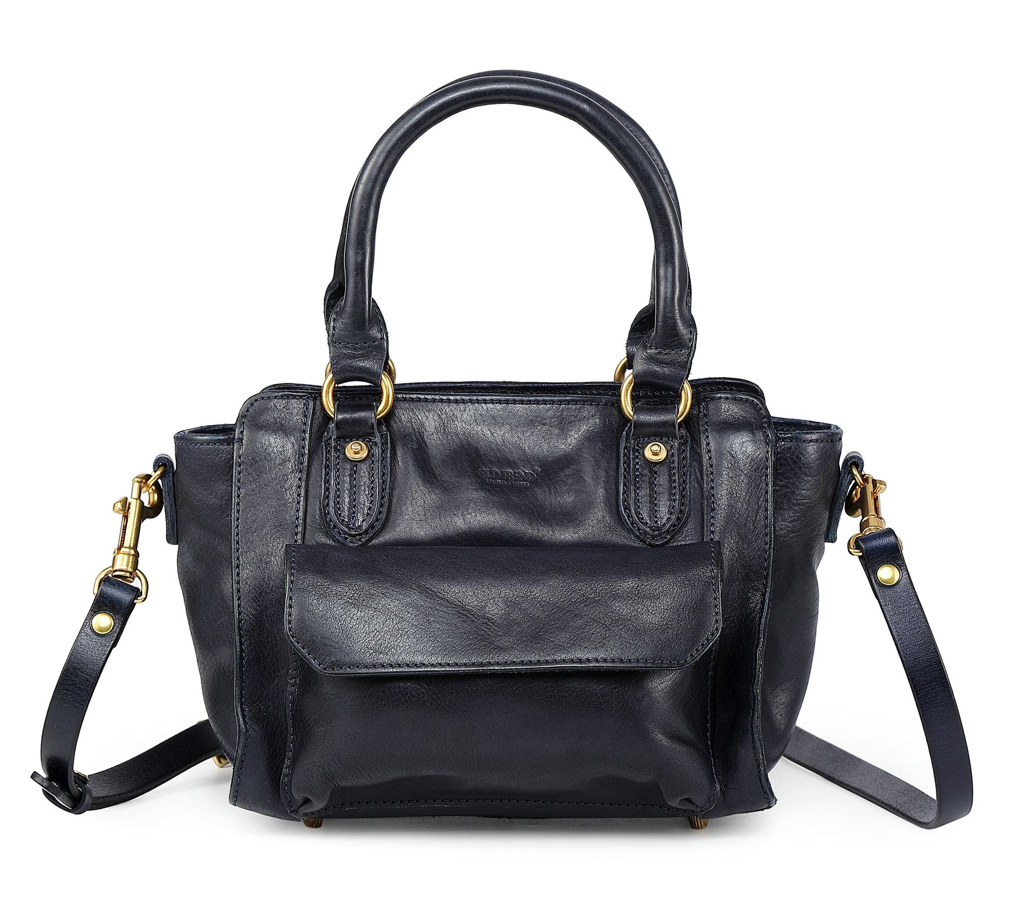 Old Trend Pansy Leather Satchel w/ Crossbody/Shoulder Strap