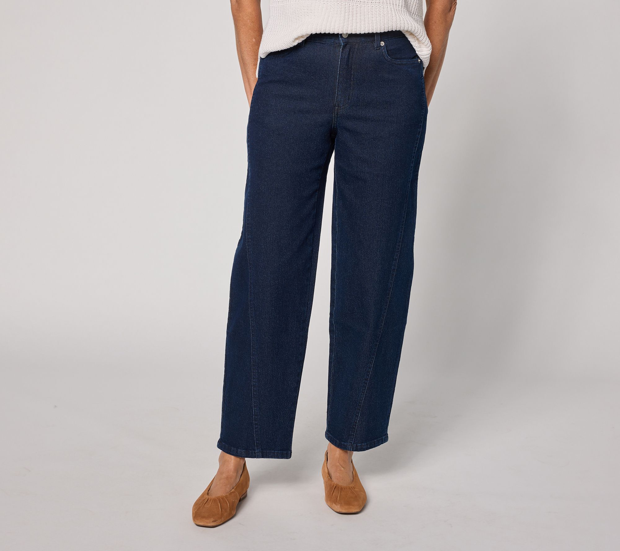 Denim & Co. Regular Indigo Classic Stretch Wide Leg Seamed Jeans