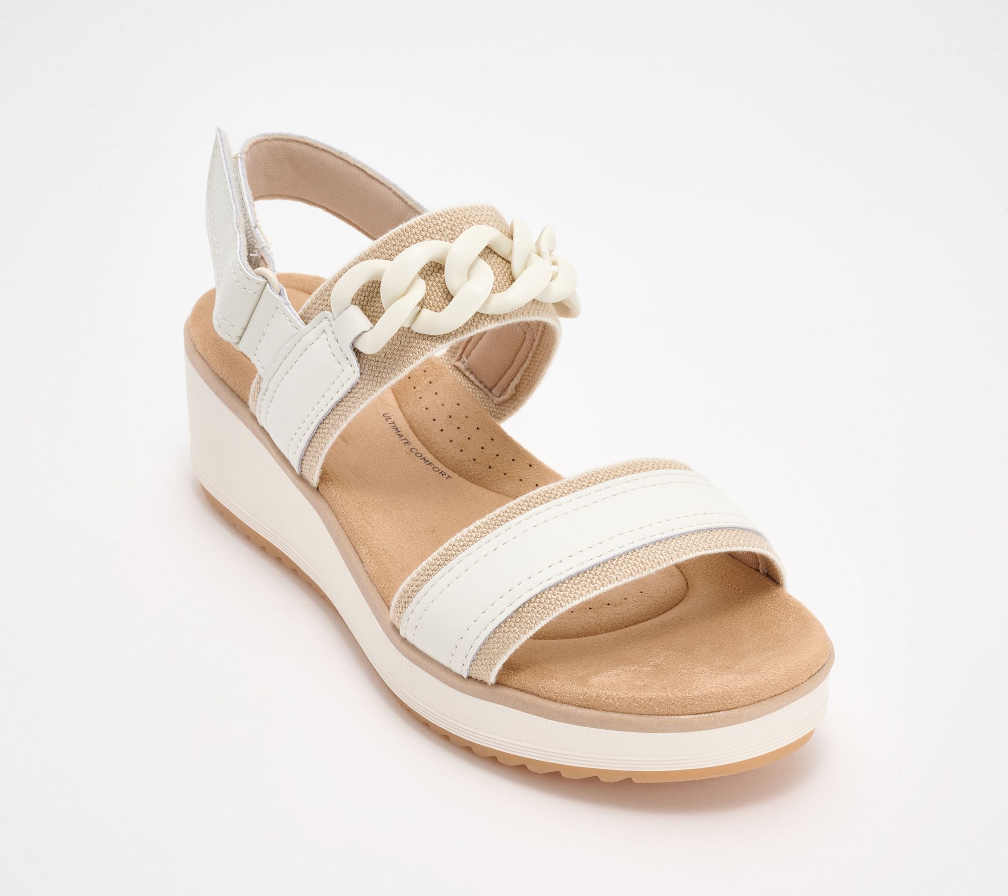 "As Is" Clarks Collection Leather Wedge Sandals- Wrenly Eve