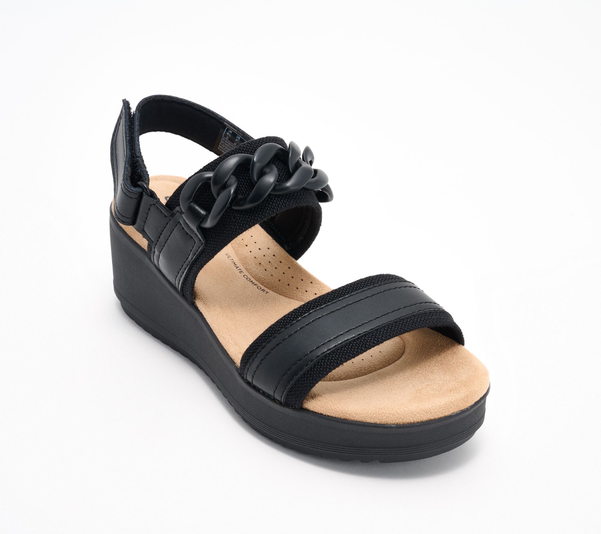 "As Is" Clarks Collection Leather Wedge Sandals- Wrenly Eve