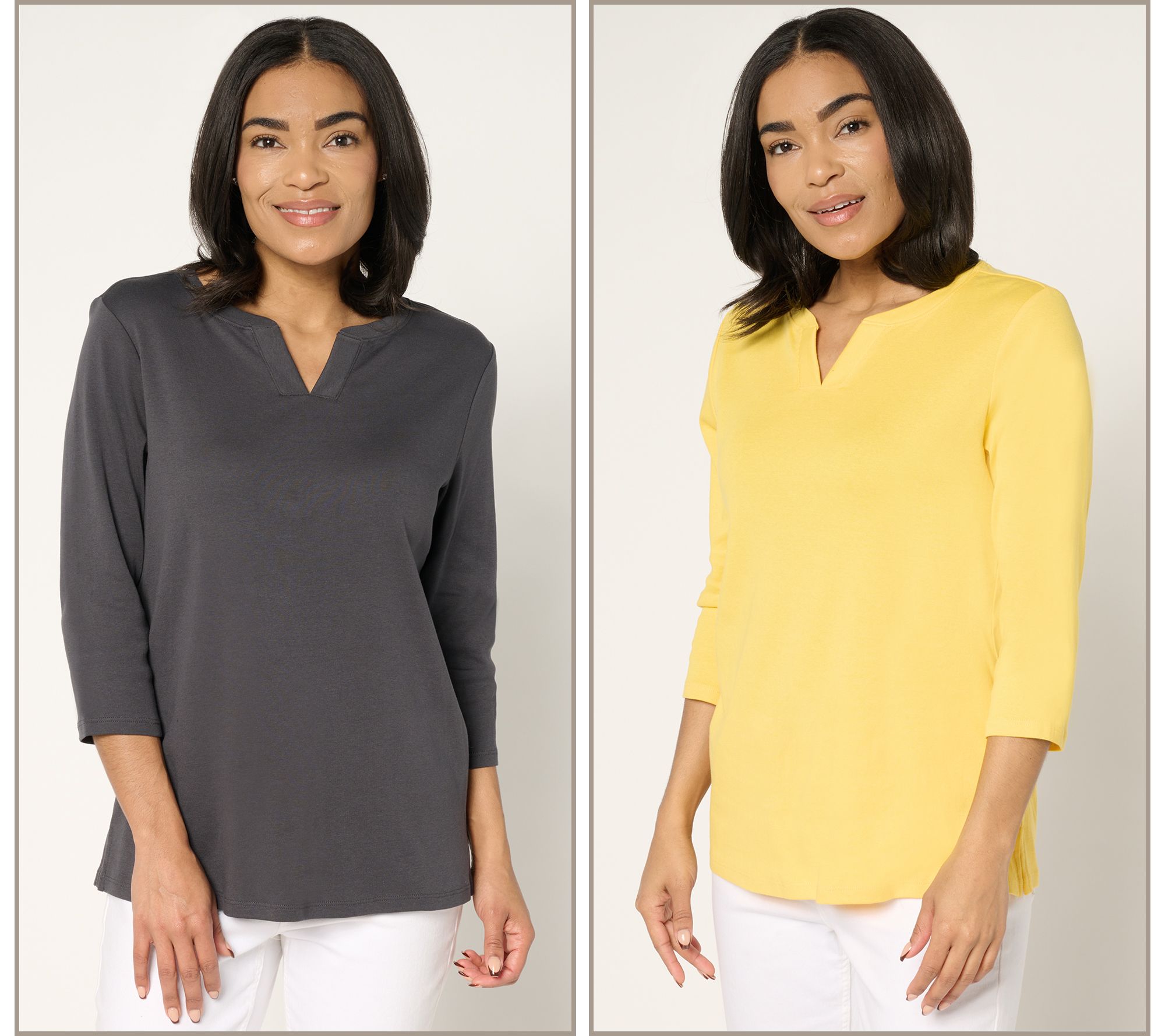 "As Is" Denim & Co. Essentials 100% Cotton Micro Rib 2pk