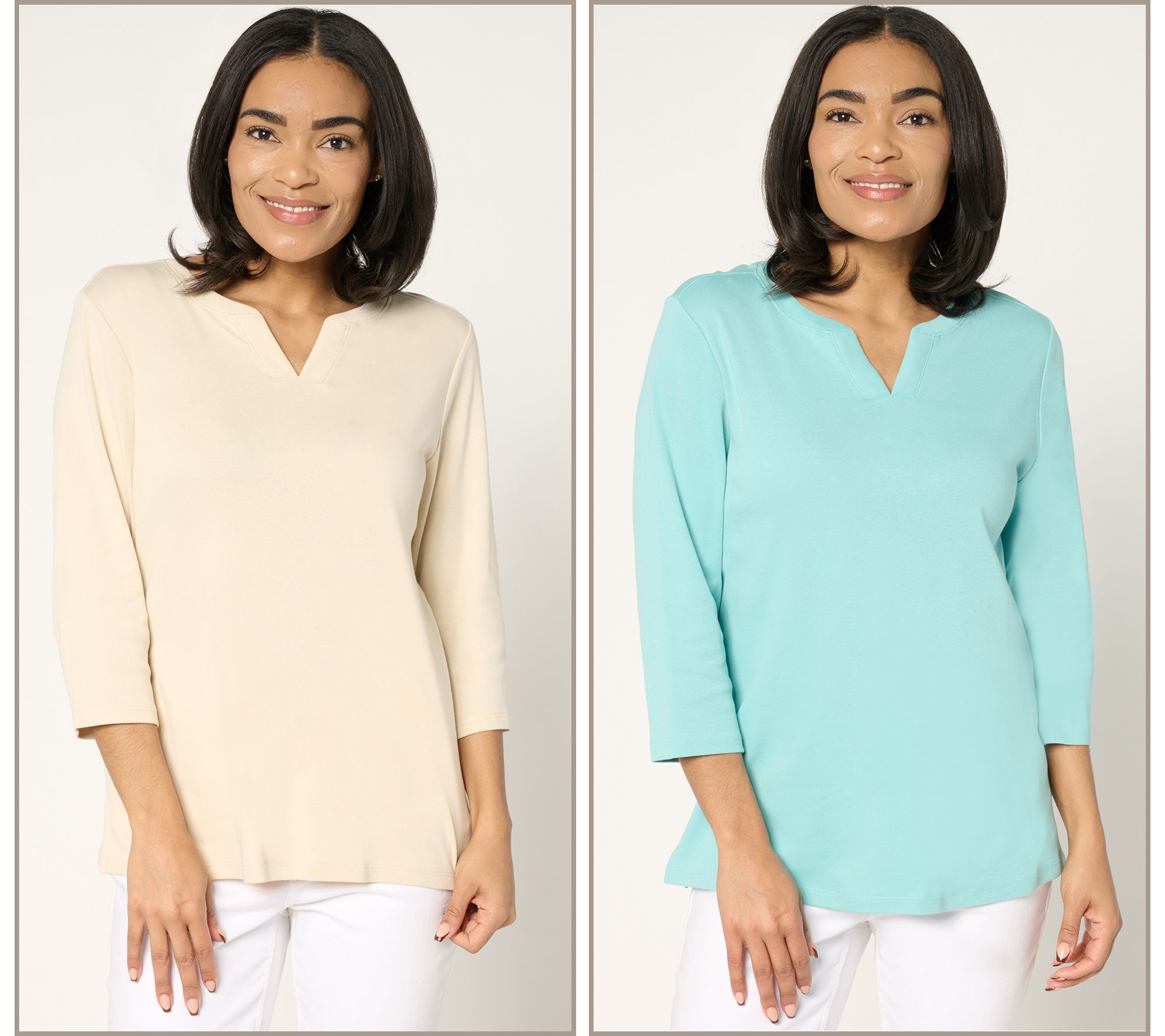 "As Is" Denim & Co. Essentials 100% Cotton Micro Rib 2pk