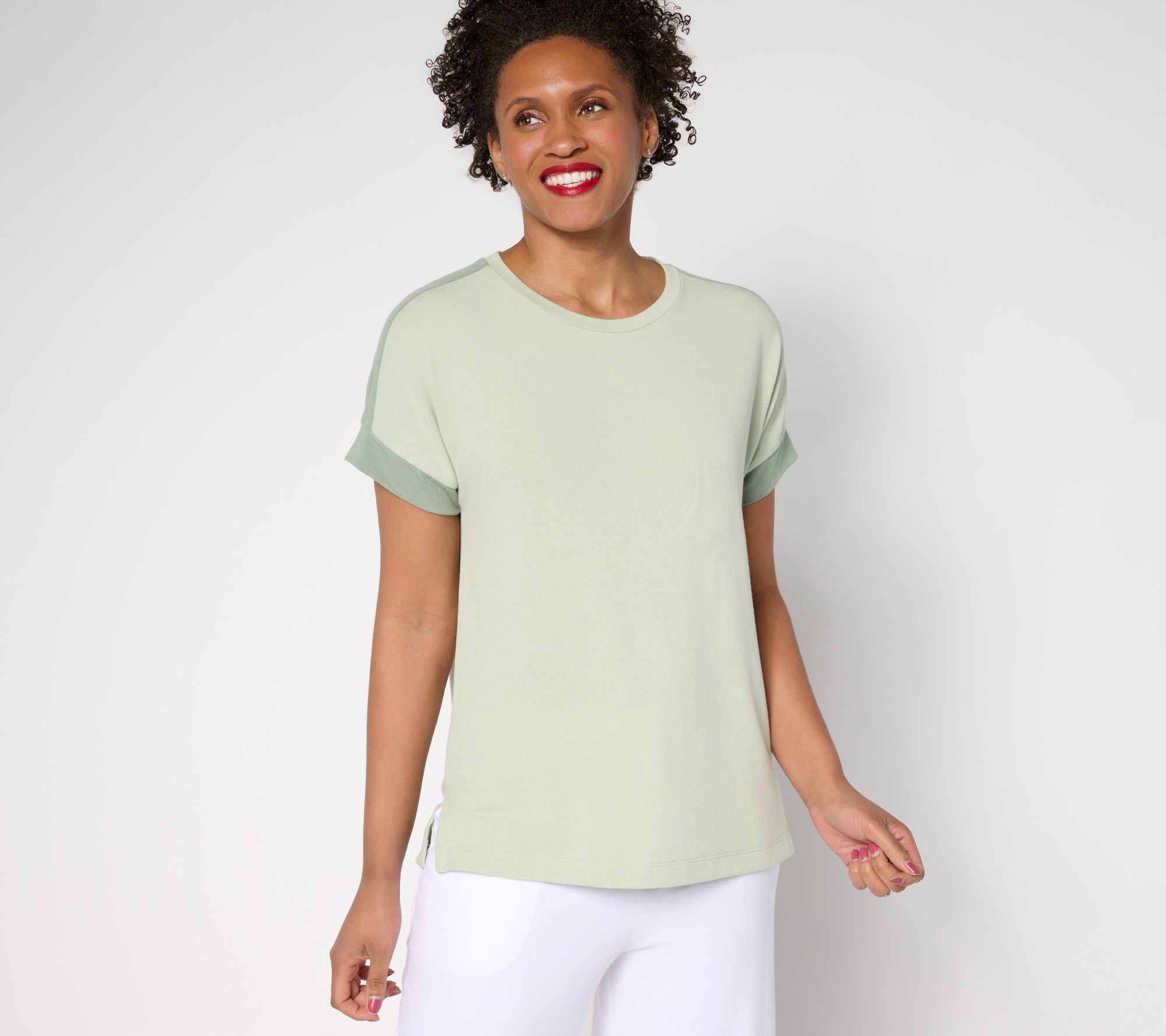 "As Is" Cuddl Duds Modern Jersey Colorblock Knit Tee