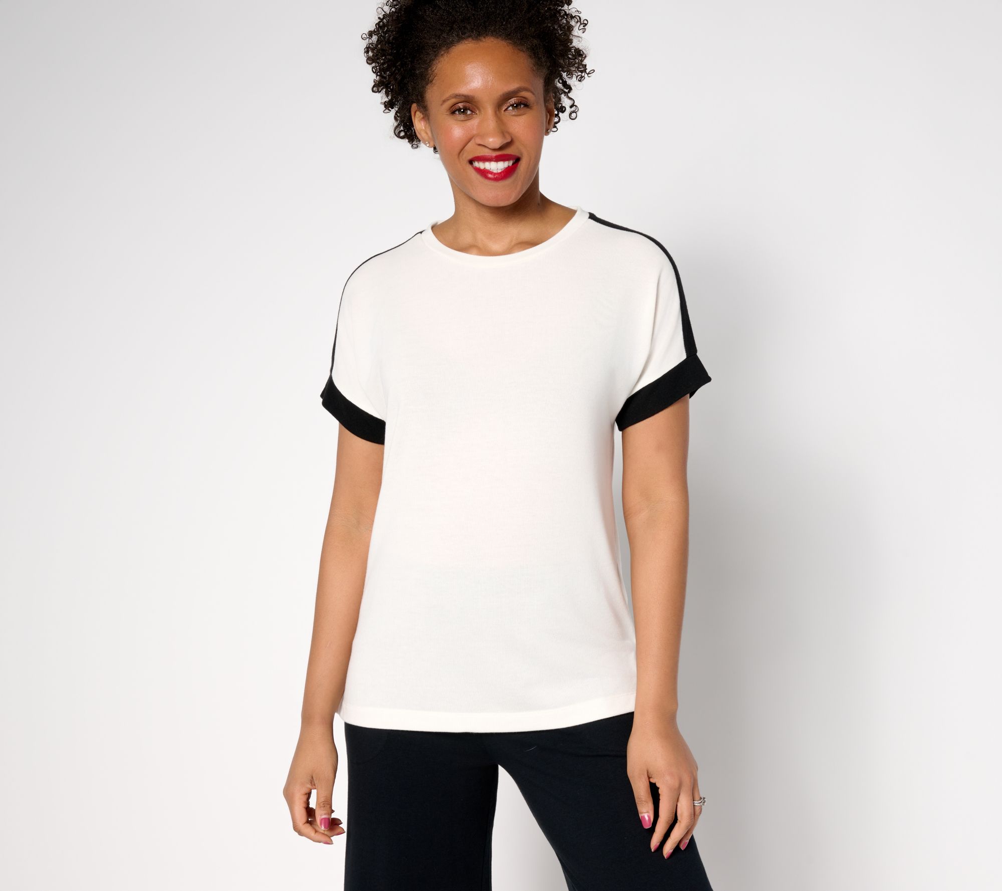 "As Is" Cuddl Duds Modern Jersey Colorblock Knit Tee
