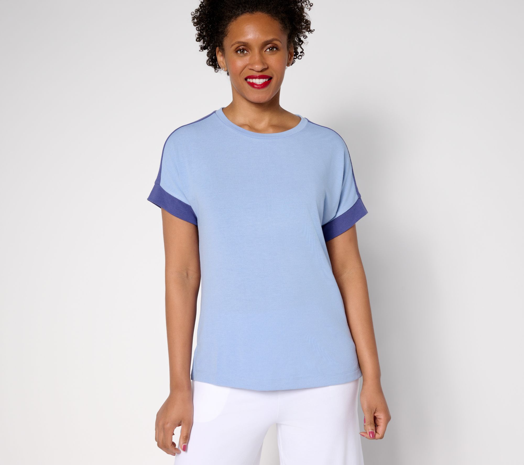 "As Is" Cuddl Duds Modern Jersey Colorblock Knit Tee