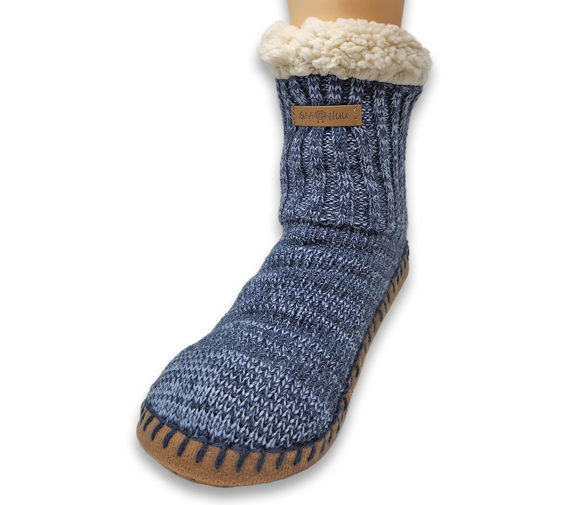Gaahuu Women's Marled Rib Knit Slipper Sock