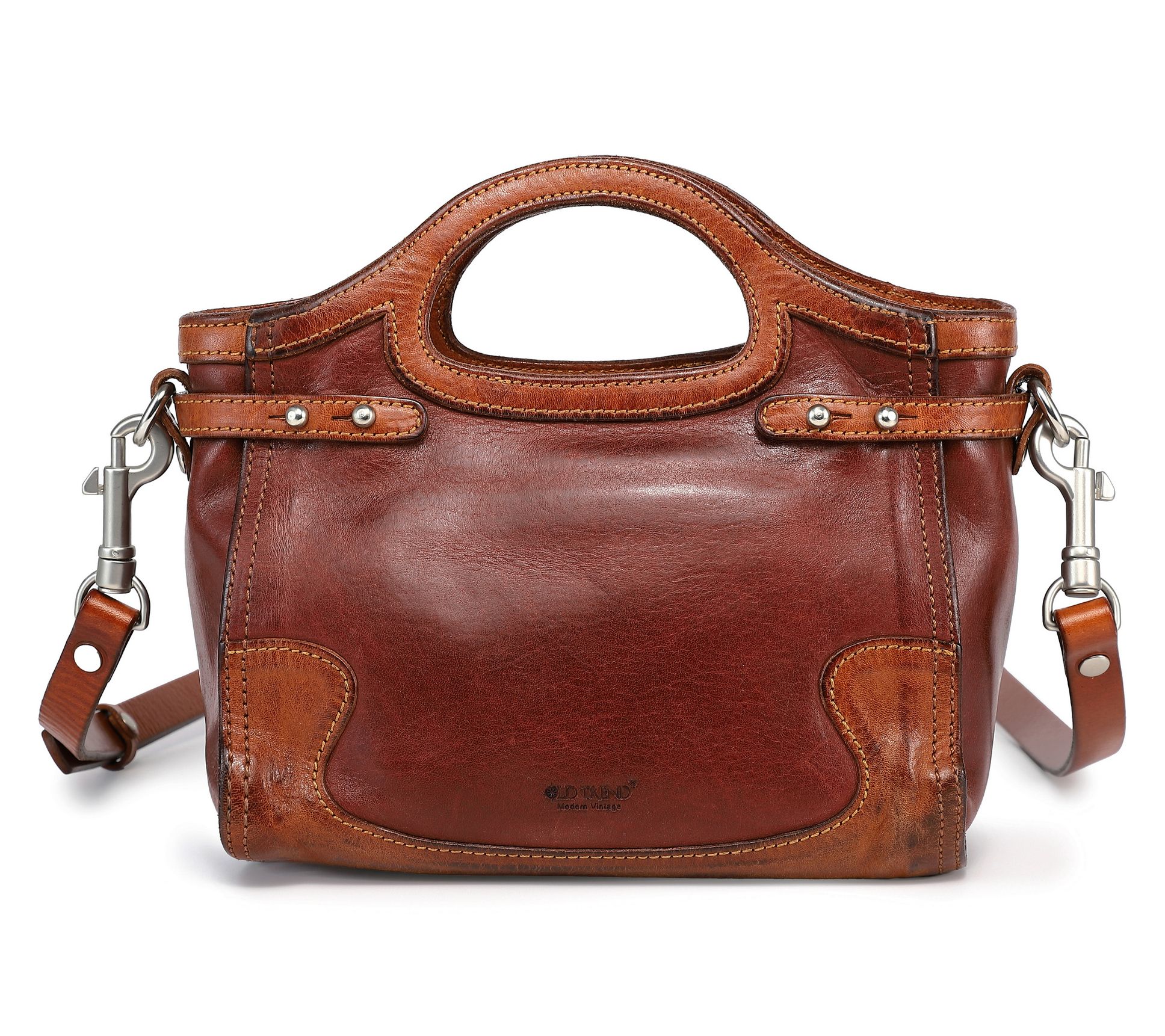 Old Trend Canna Mini Leather Satchel with Crossbody Strap