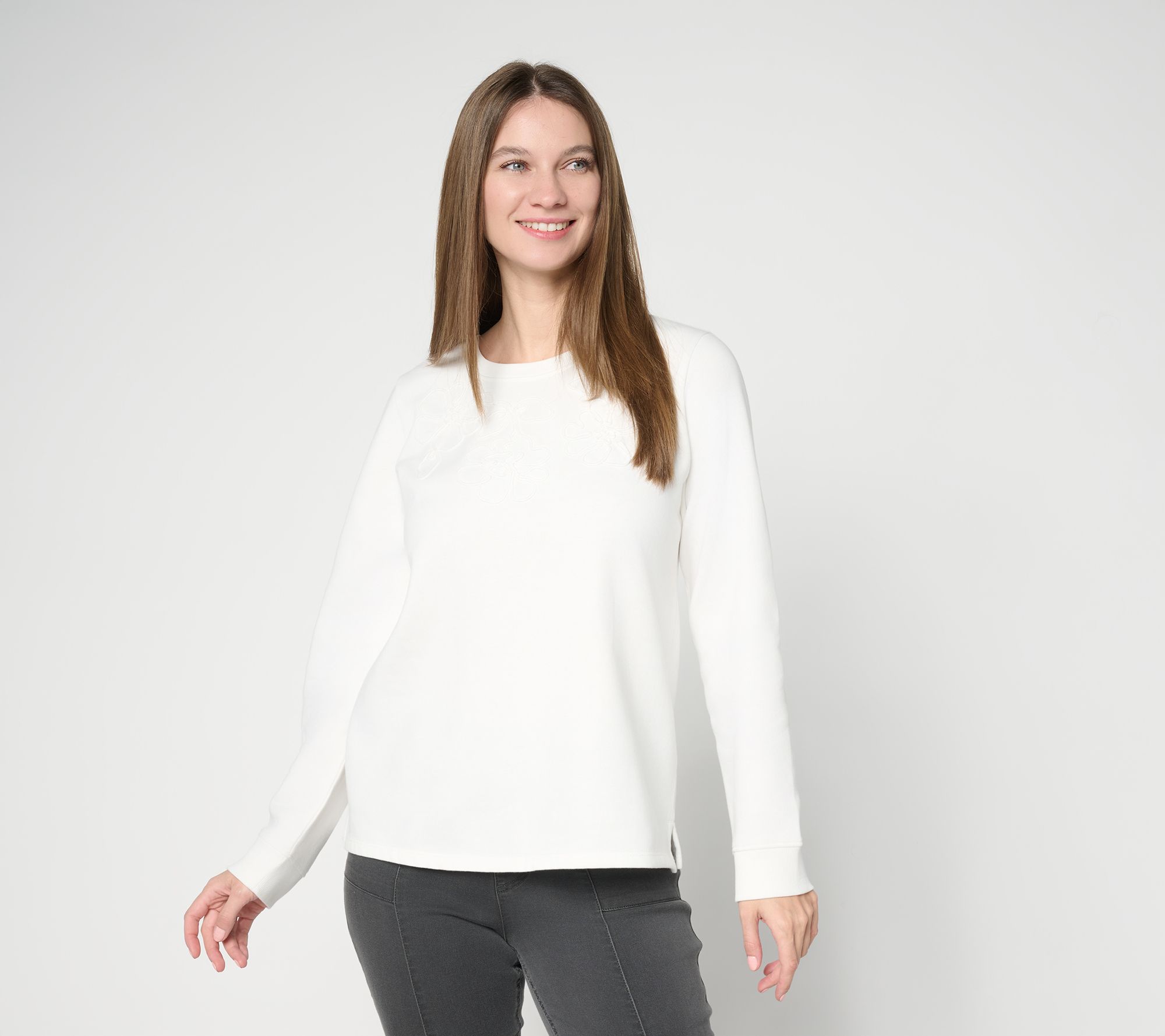 Susan Graver CloudSoft Fleece Sweashirt with Soutache