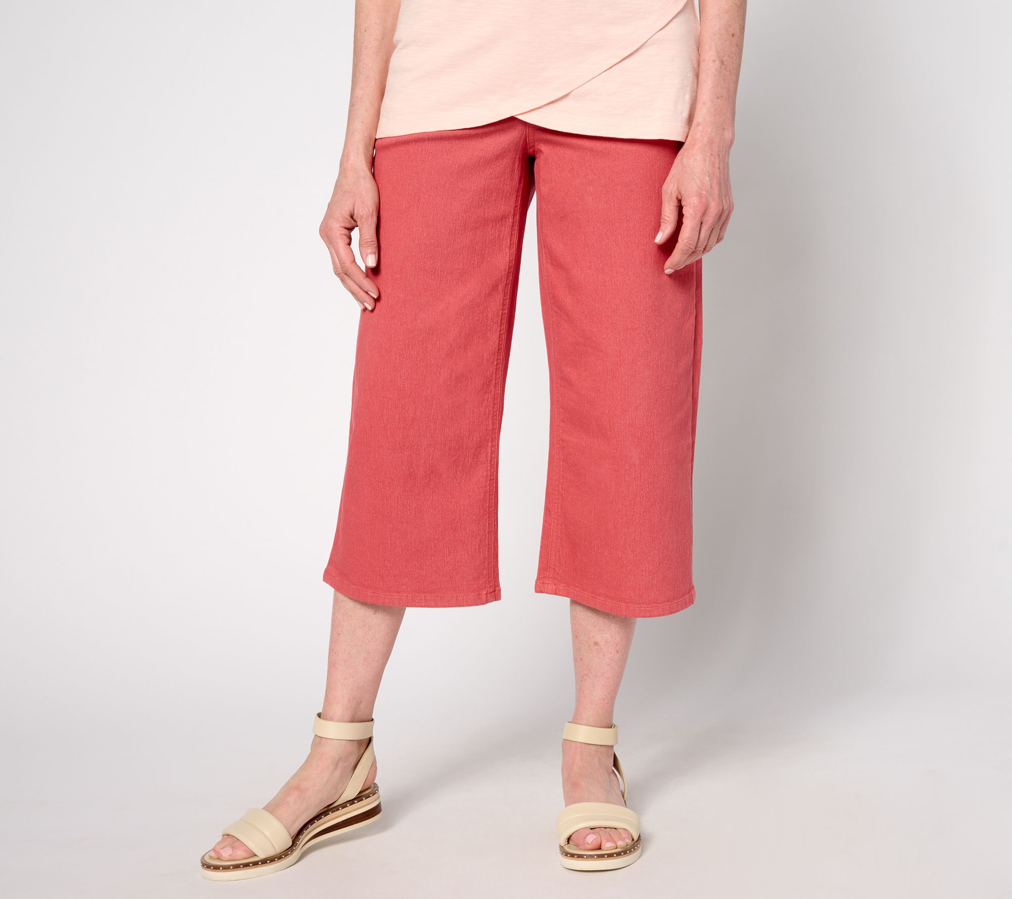 "As Is" Denim & Co. Reg Classic Stretch Wide Leg Denim Capri