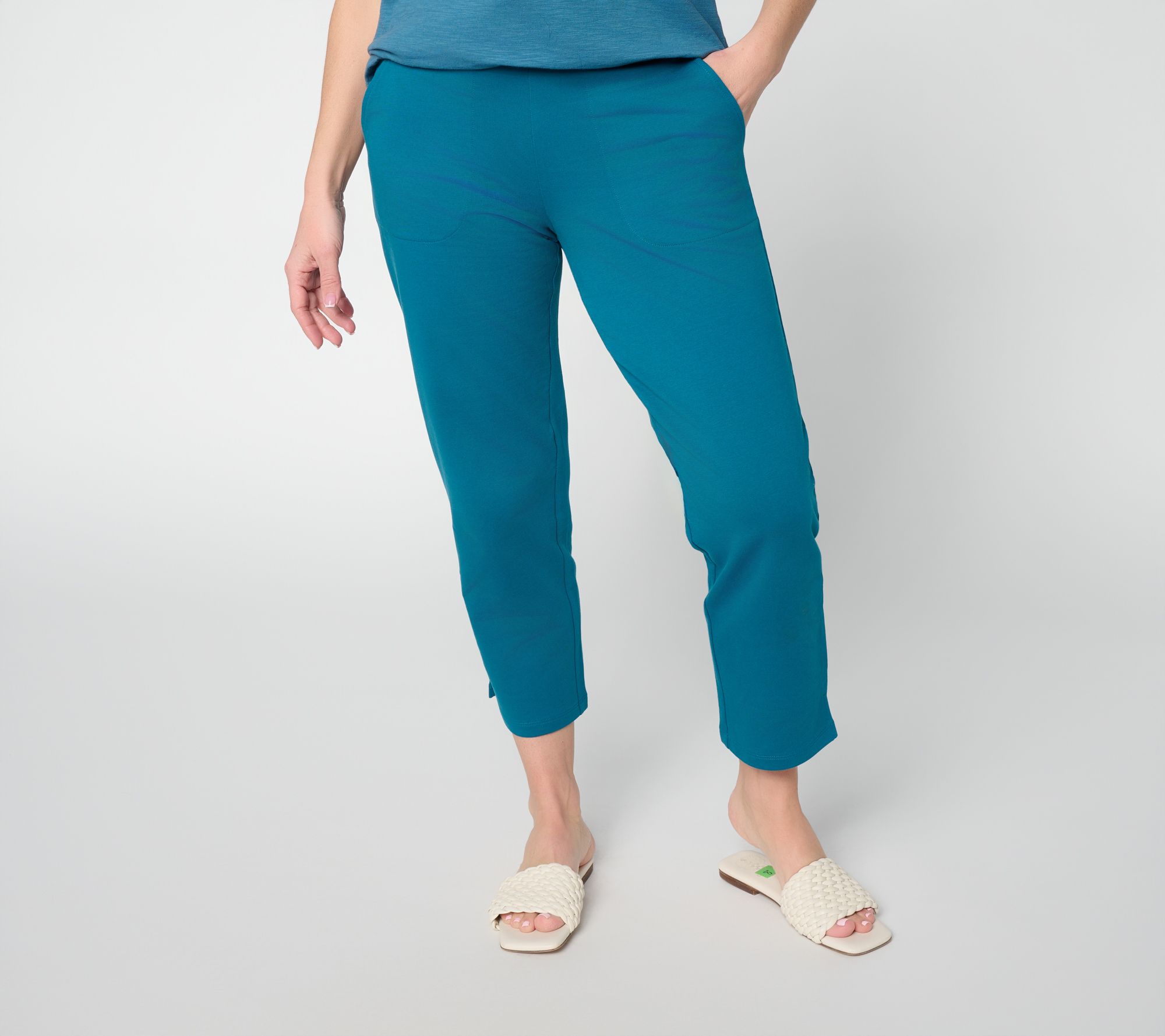 Denim & Co. Regular EasyWear French Terry Straight Leg Crop Pants