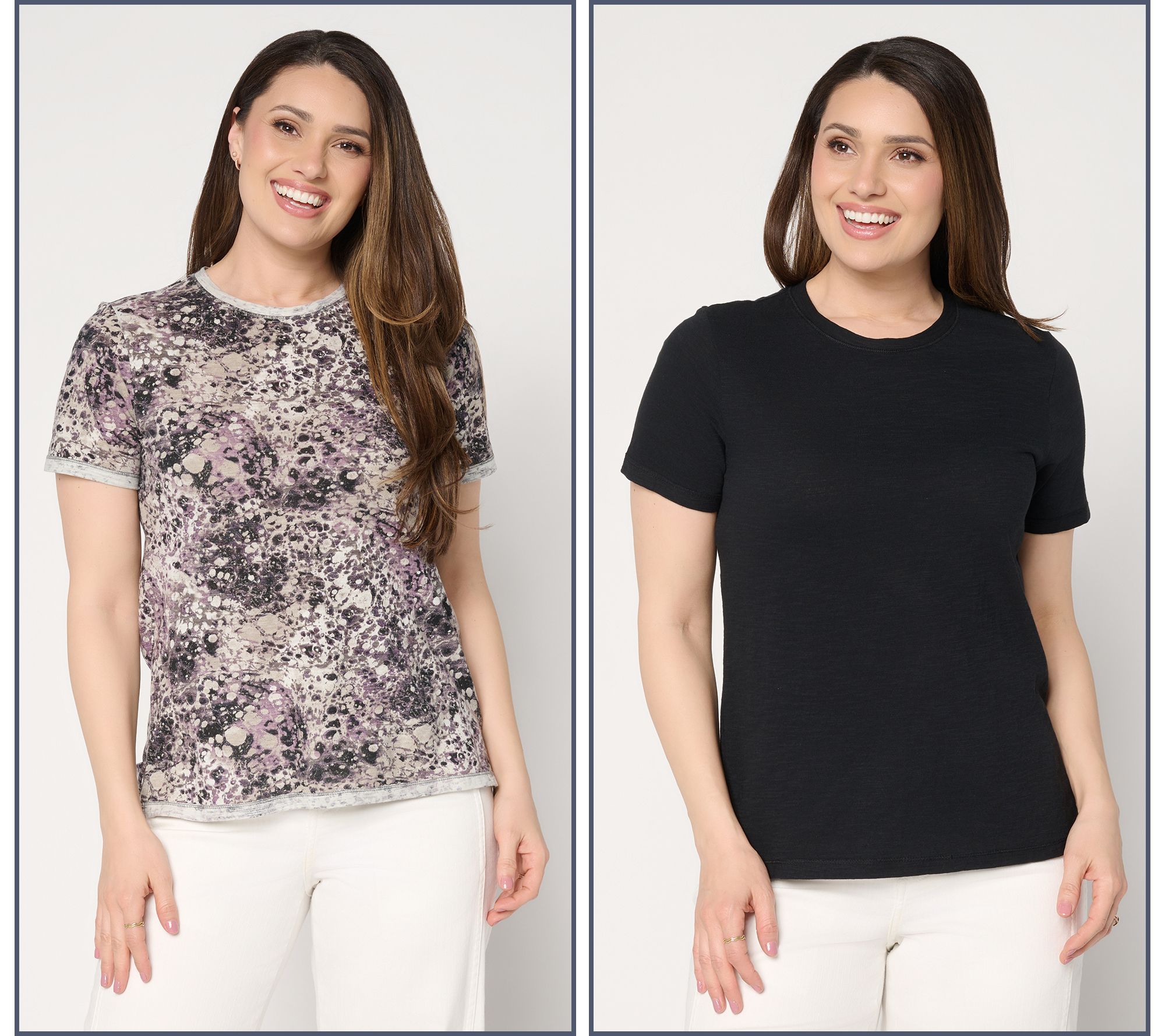 LOGO Principles by Lori Goldstein 2 Pack Solid and Printed Tee