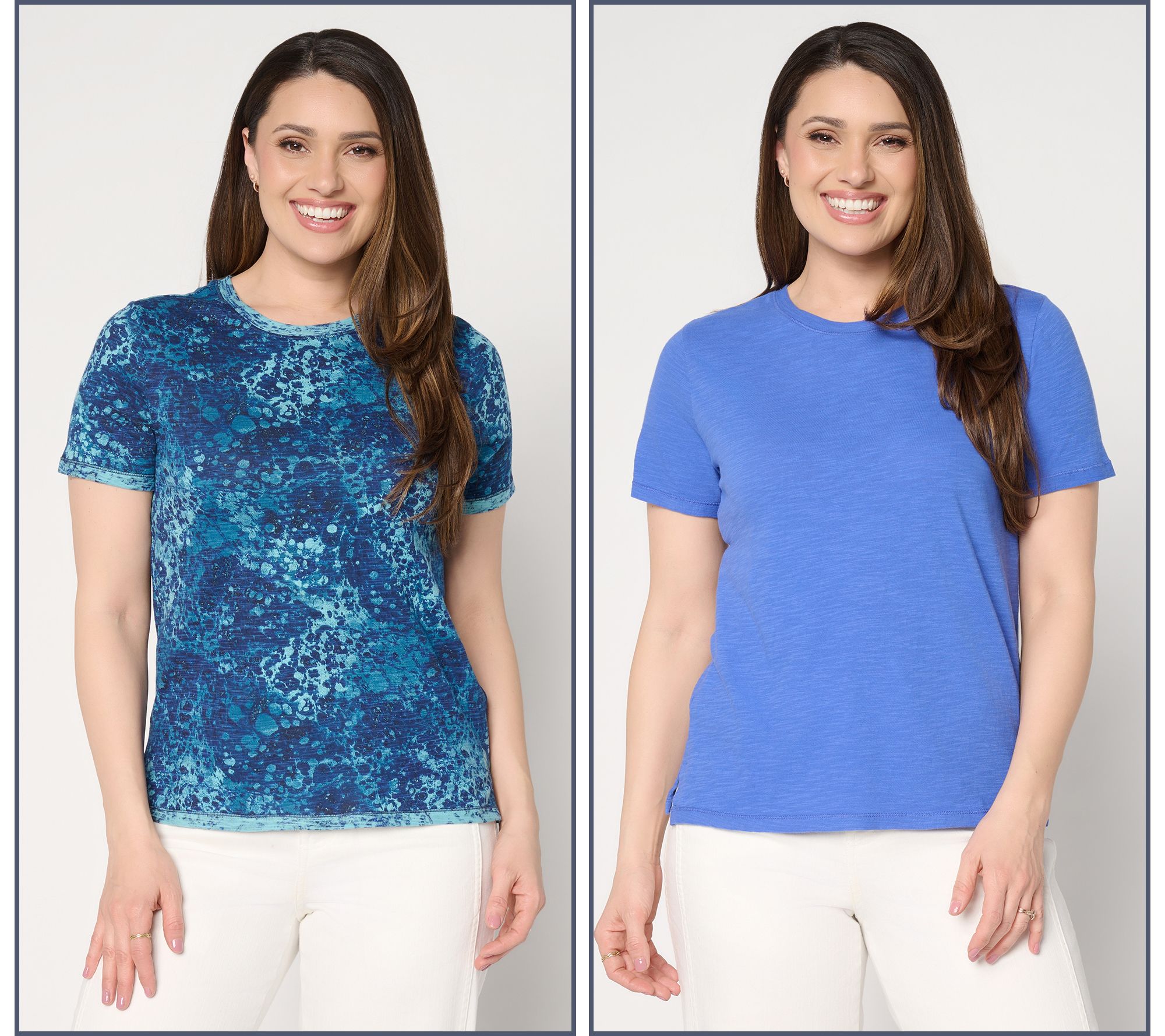 LOGO Principles by Lori Goldstein 2 Pack Solid and Printed Tee