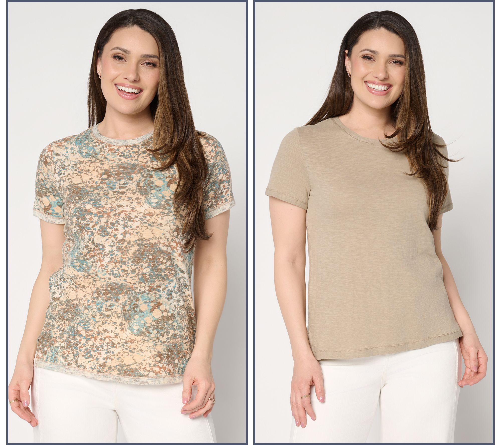 LOGO Principles by Lori Goldstein 2 Pack Solid and Printed Tee