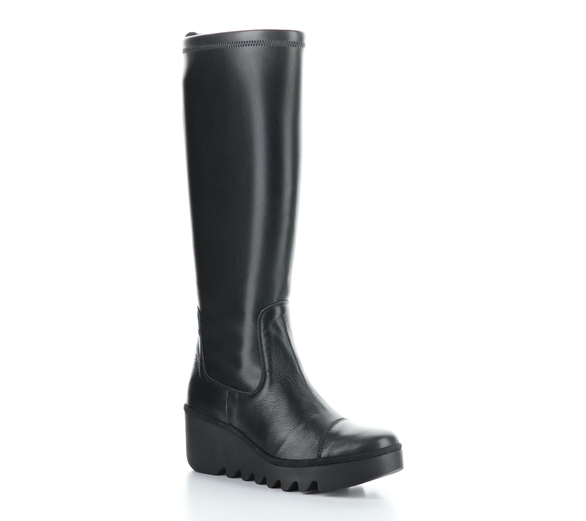 Fly London Dublin/Stretch Side Zip Leather Wedge Boot