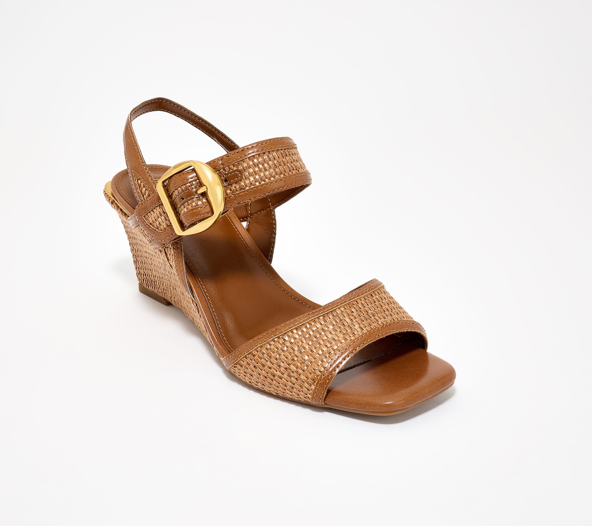 Vince Camuto Leather and Raffia Slingback Wedges - Helcey