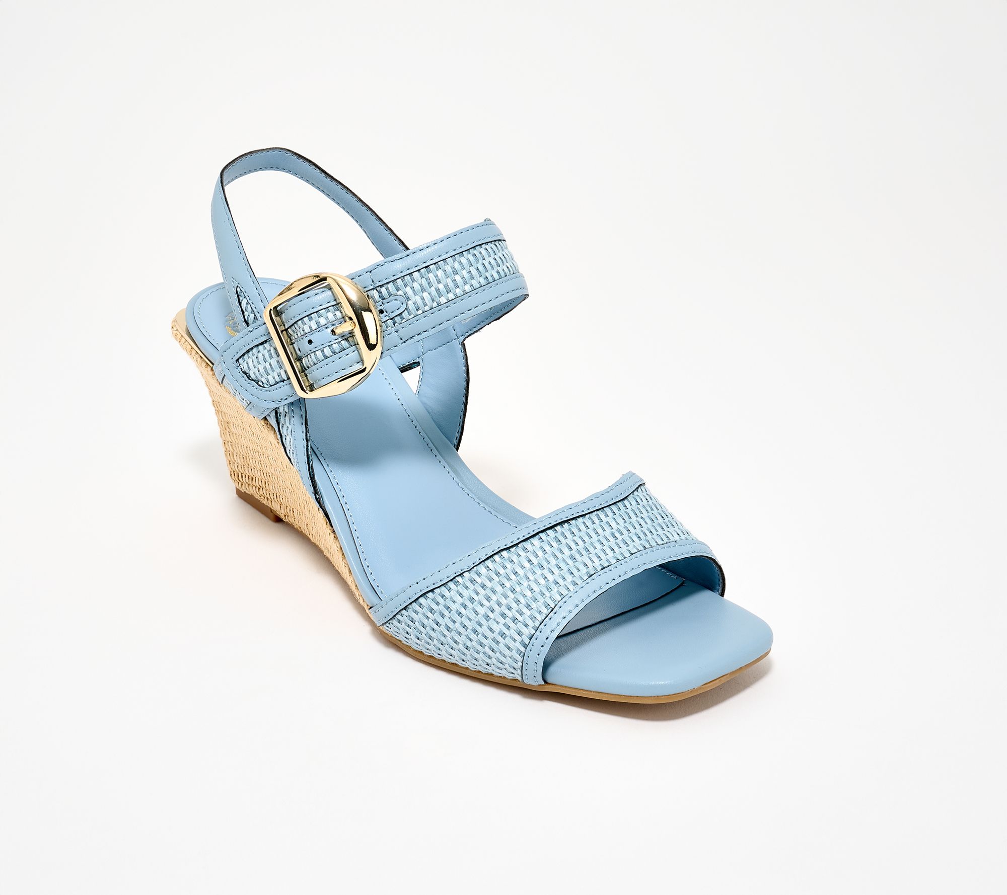 Vince Camuto Leather and Raffia Slingback Wedges - Helcey
