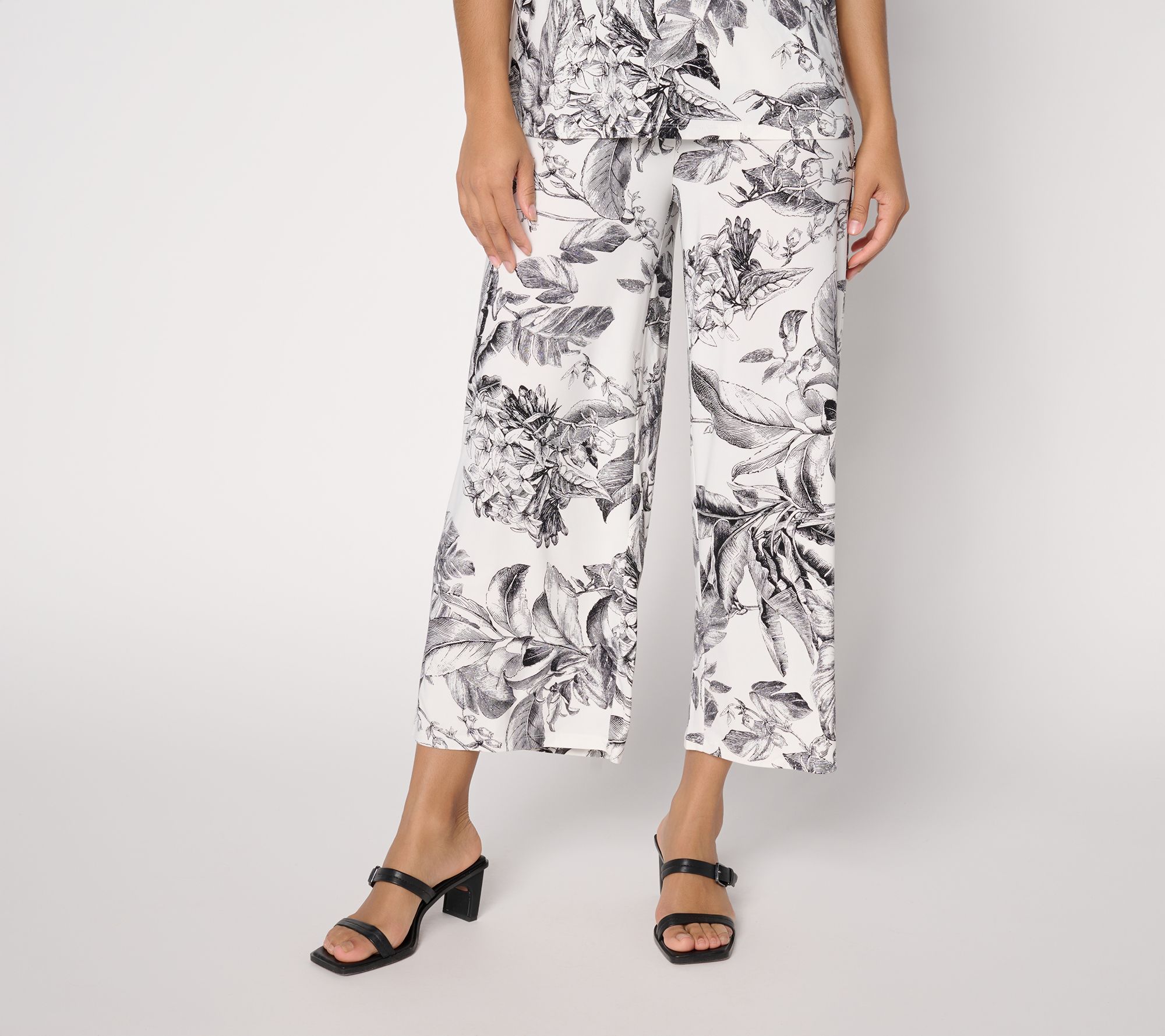 Dennis Basso Regular Printed Italia Knit Pull-On Crop Pant