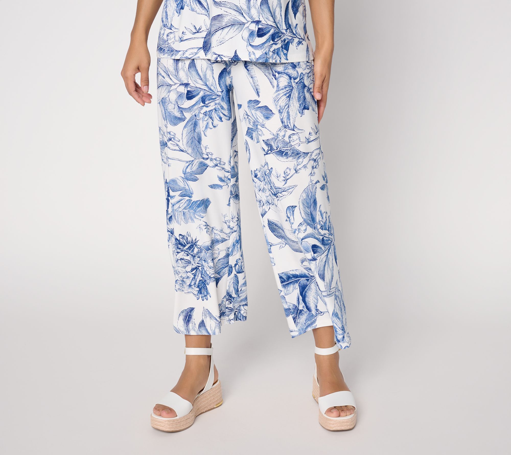 Dennis Basso Regular Printed Italia Knit Pull-On Crop Pant