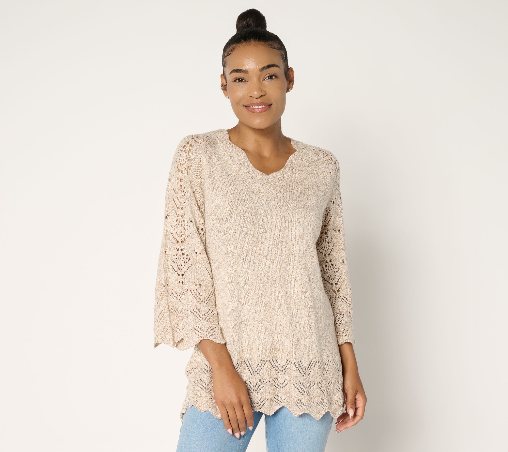 "As Is" Ree by The Pioneer Woman Petite Pointelle Marled Sweater