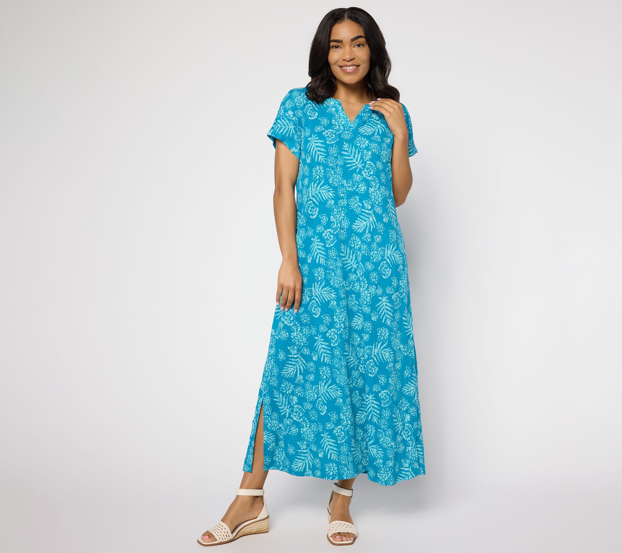 Denim & Co. Beach Petite Knit Gauze Maxi Dress