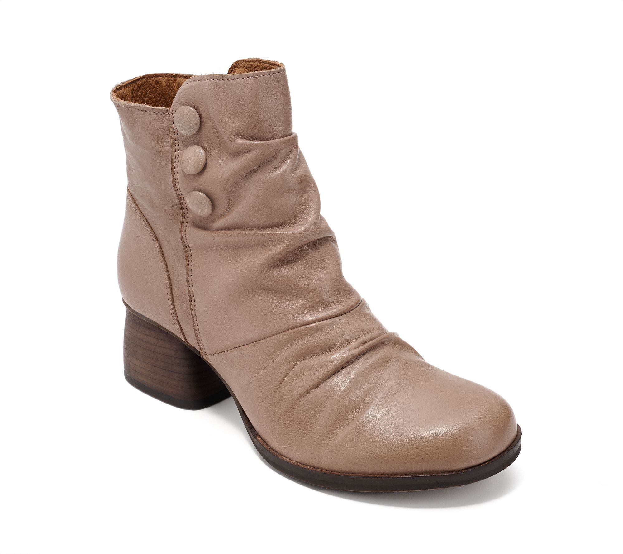 "As Is" Miz Mooz Ruched Leather Heeled Ankle Boots - Onika