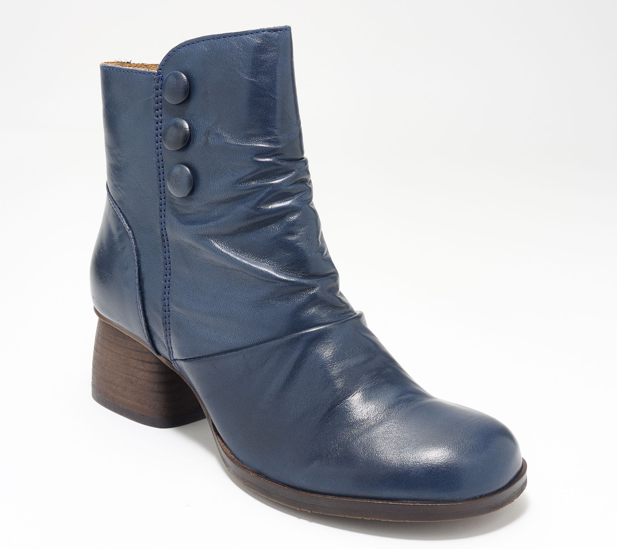 "As Is" Miz Mooz Ruched Leather Heeled Ankle Boots - Onika