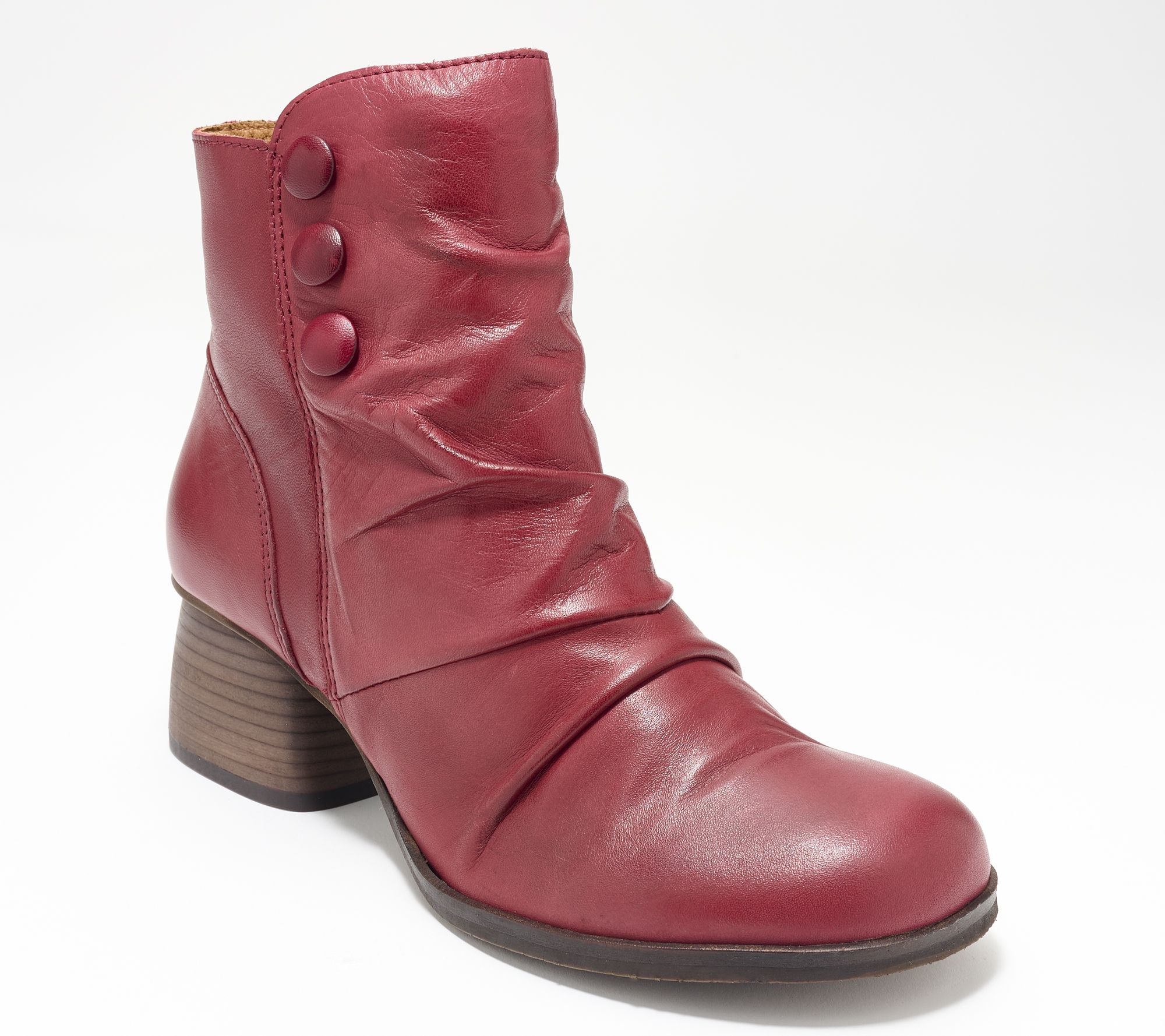 "As Is" Miz Mooz Ruched Leather Heeled Ankle Boots - Onika