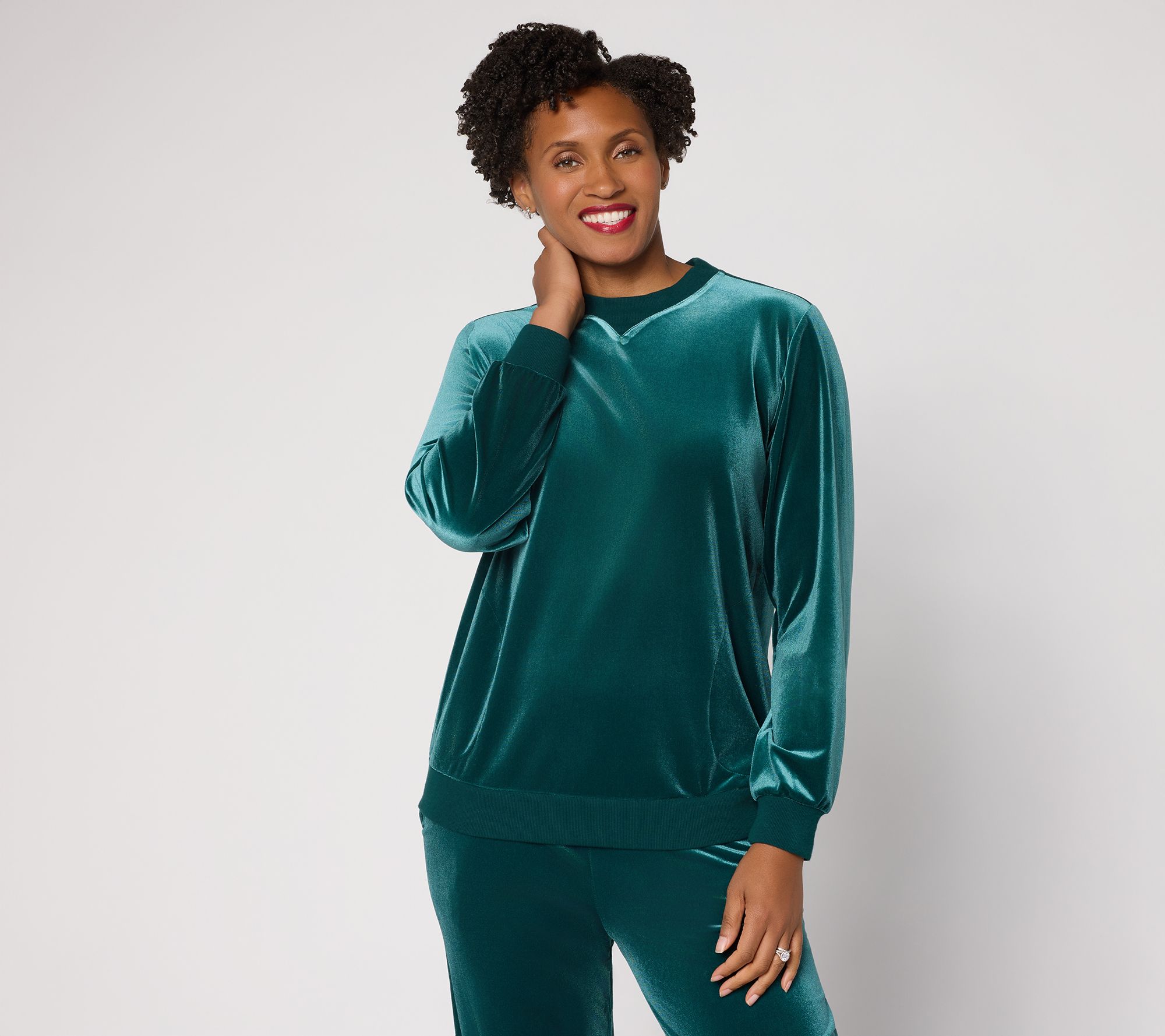 "As Is" LOGO by Lori Goldstein Long Sleeve Velvet Sweatshirt