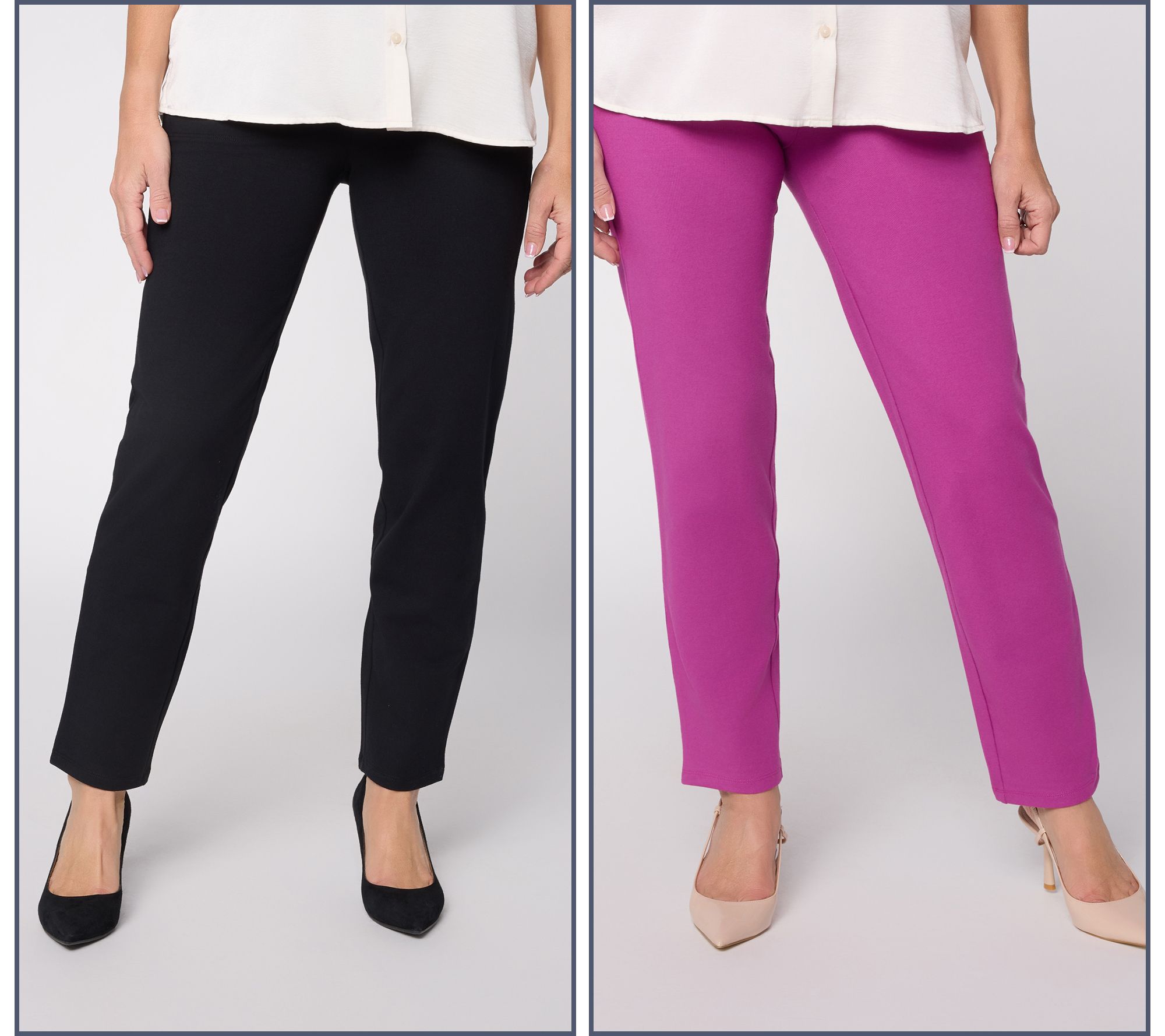 "As Is" Women with Control Pet Set of 2 86/14 Slim Ankle Pant