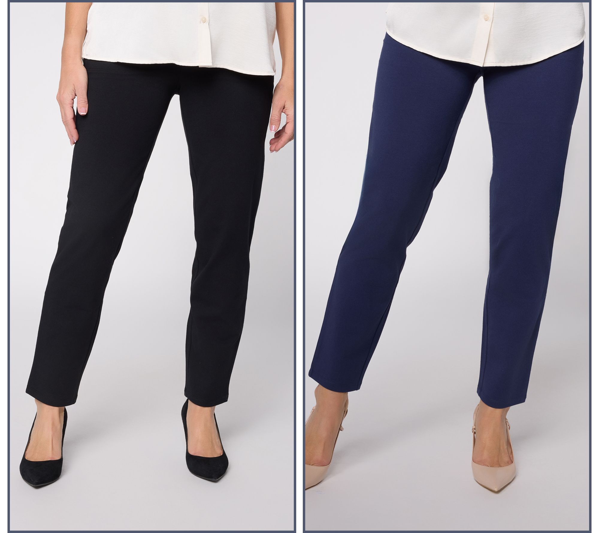 "As Is" Women with Control Pet Set of 2 86/14 Slim Ankle Pant