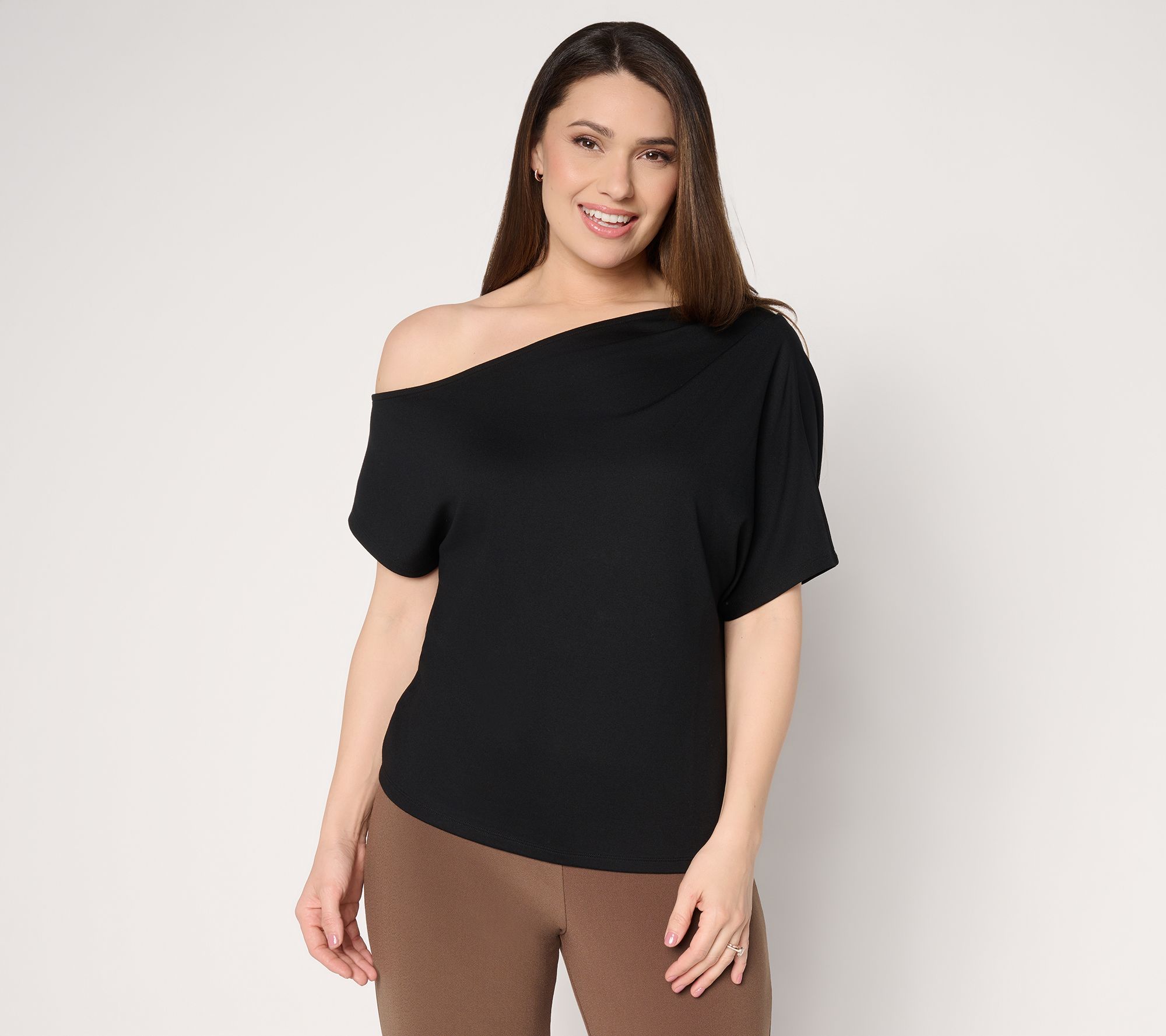 "As Is" BEAUTIFUL by Lawrence Zarian Silky Ponte One Shoulder Top