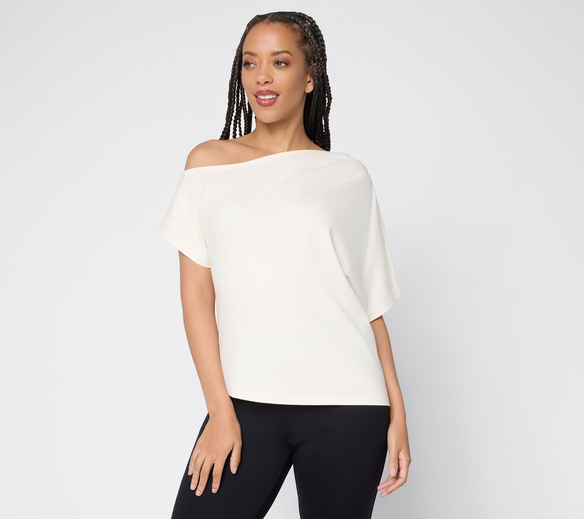 "As Is" BEAUTIFUL by Lawrence Zarian Silky Ponte One Shoulder Top