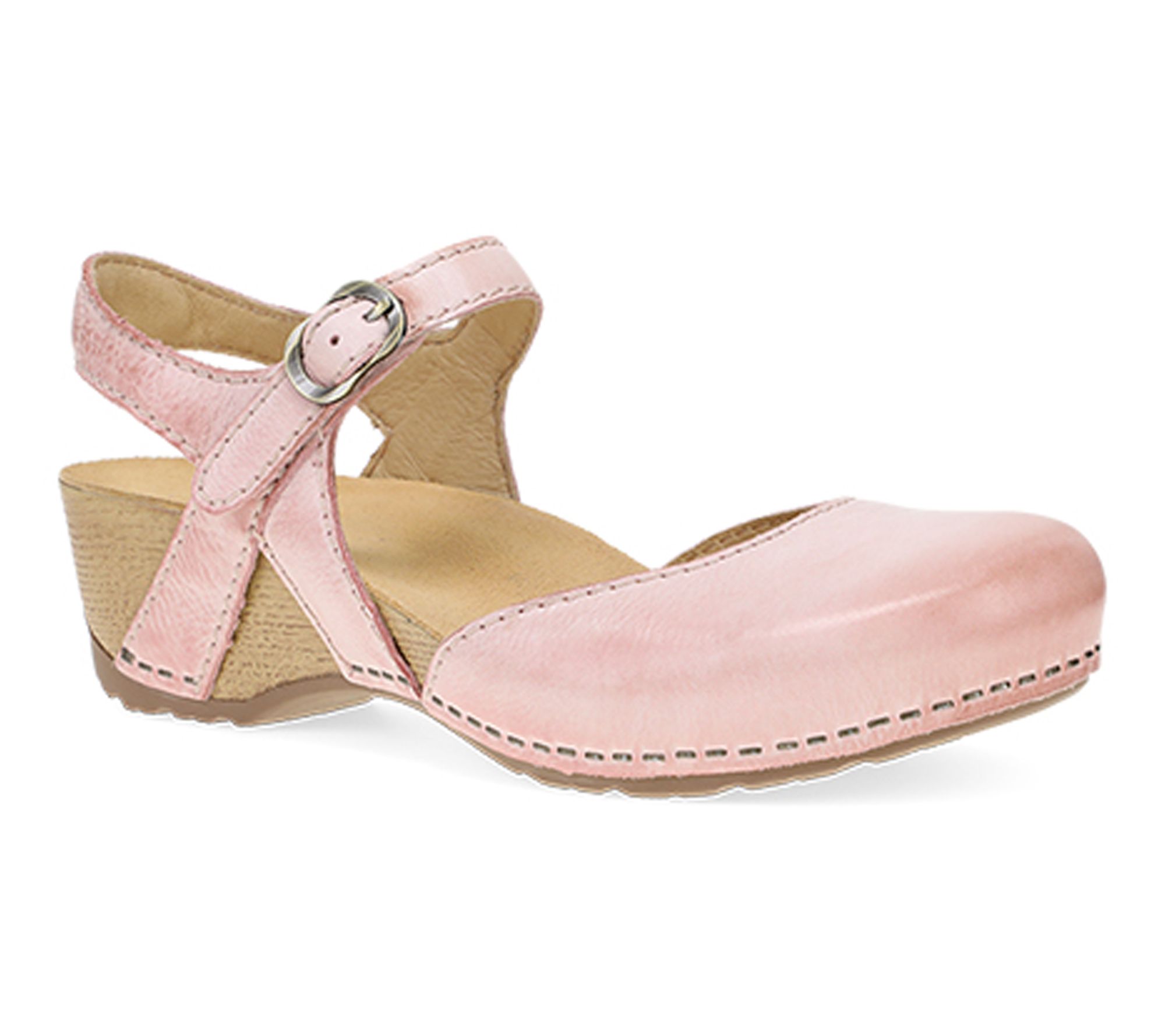 Dansko Tiffani Pink Milled Burnished Leather Sandal