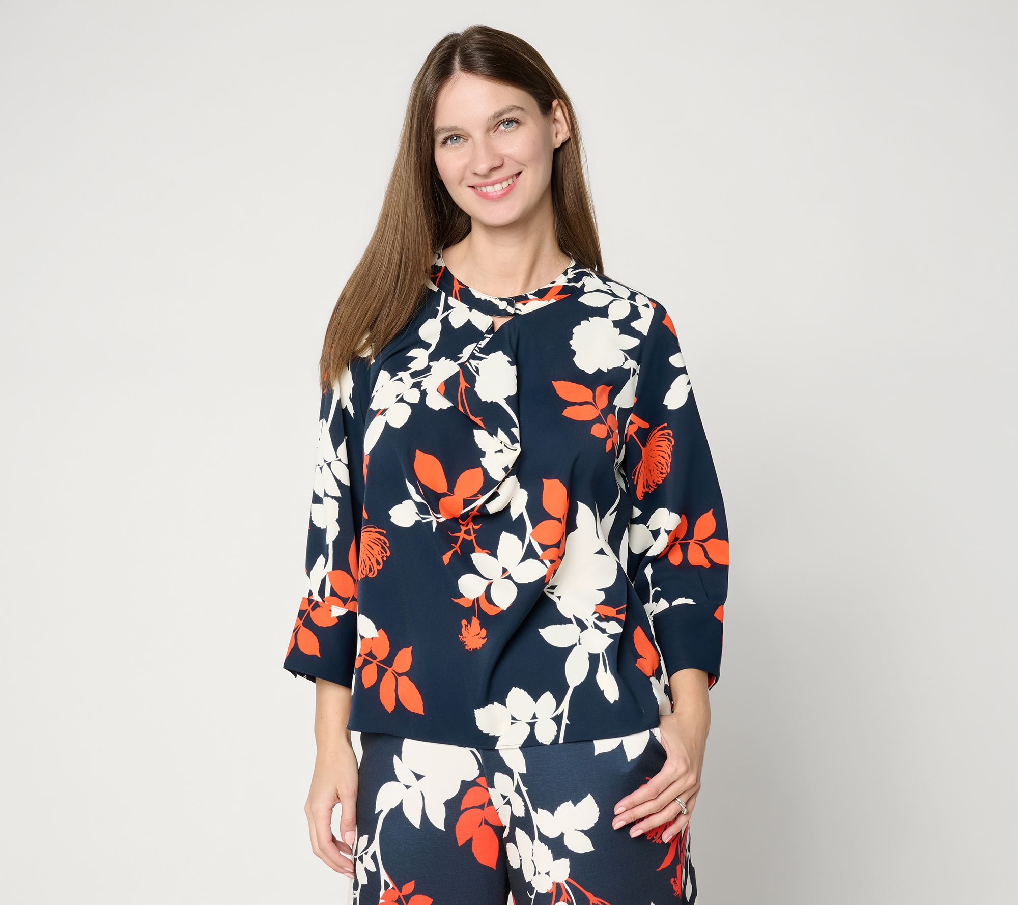 "As Is" Carla Rockmore Collection Crepe Drape Front Blouse