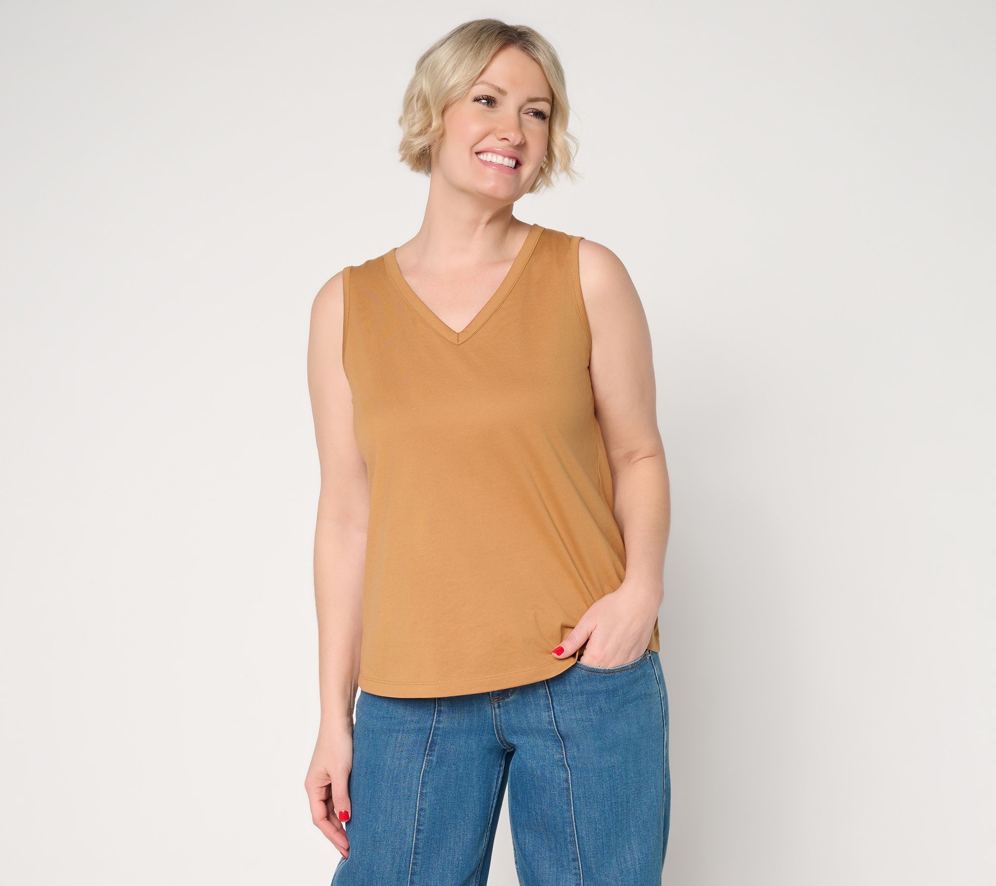 "As Is" Peace Love World 100% Cotton Knit V-Neck Tank