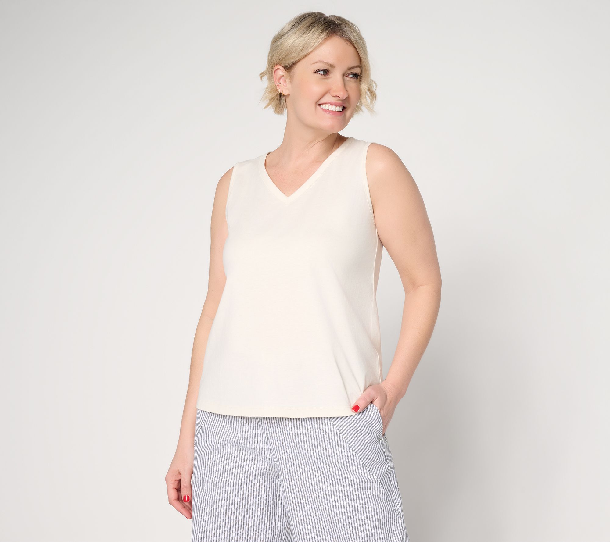 "As Is" Peace Love World 100% Cotton Knit V-Neck Tank