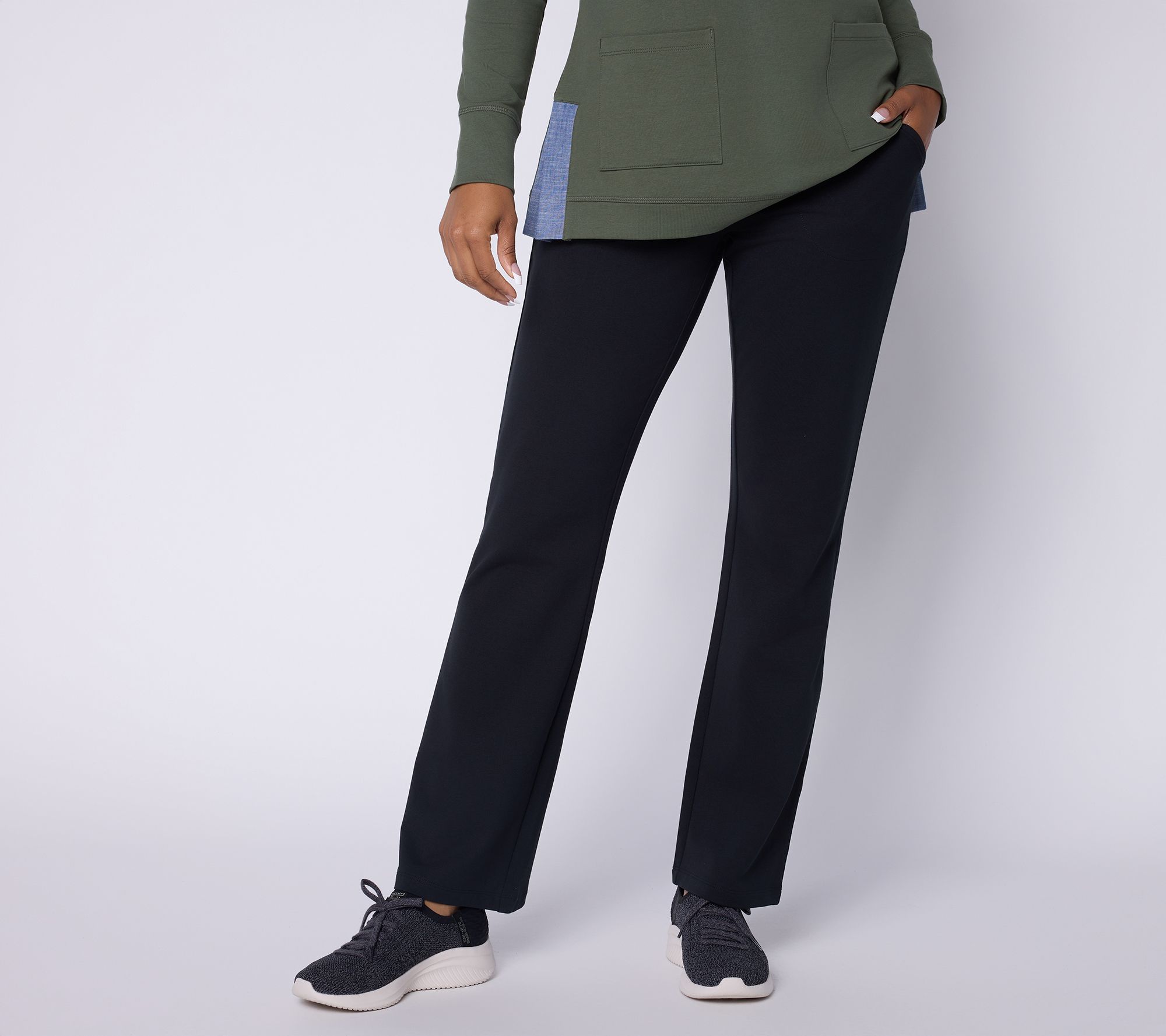 "As Is" Denim & Co. Petite EasyWear French Terry Baby Bootcut Pants