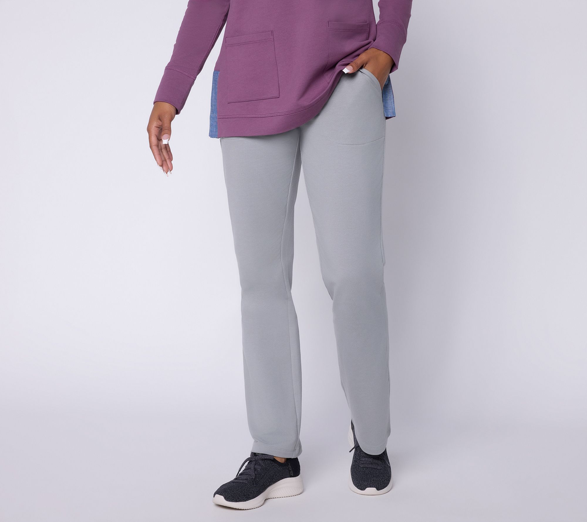 "As Is" Denim & Co. Petite EasyWear French Terry Baby Bootcut Pants