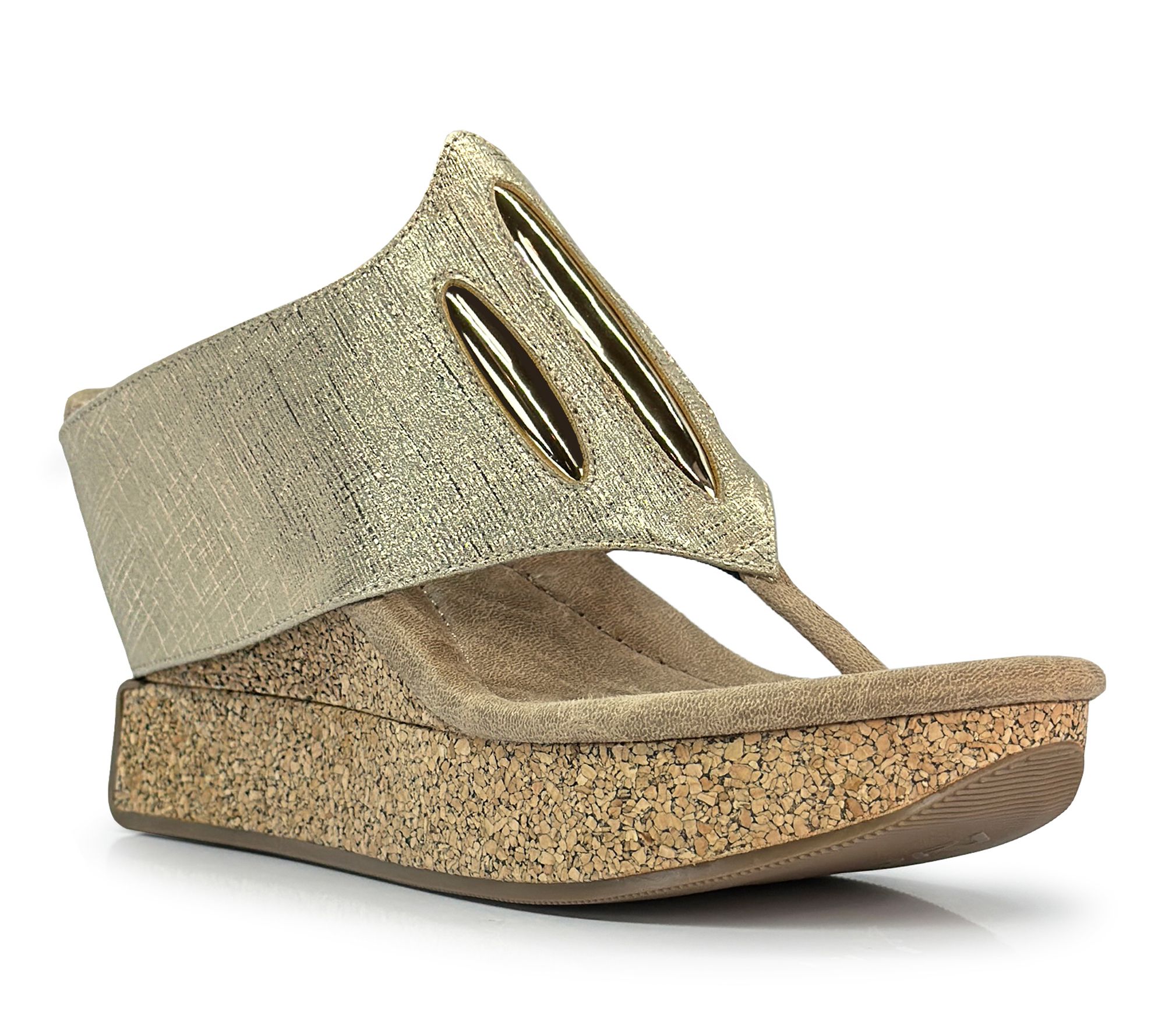 Modzori Elva Reversible Wedge Sandal -Gold Flips to Pewter