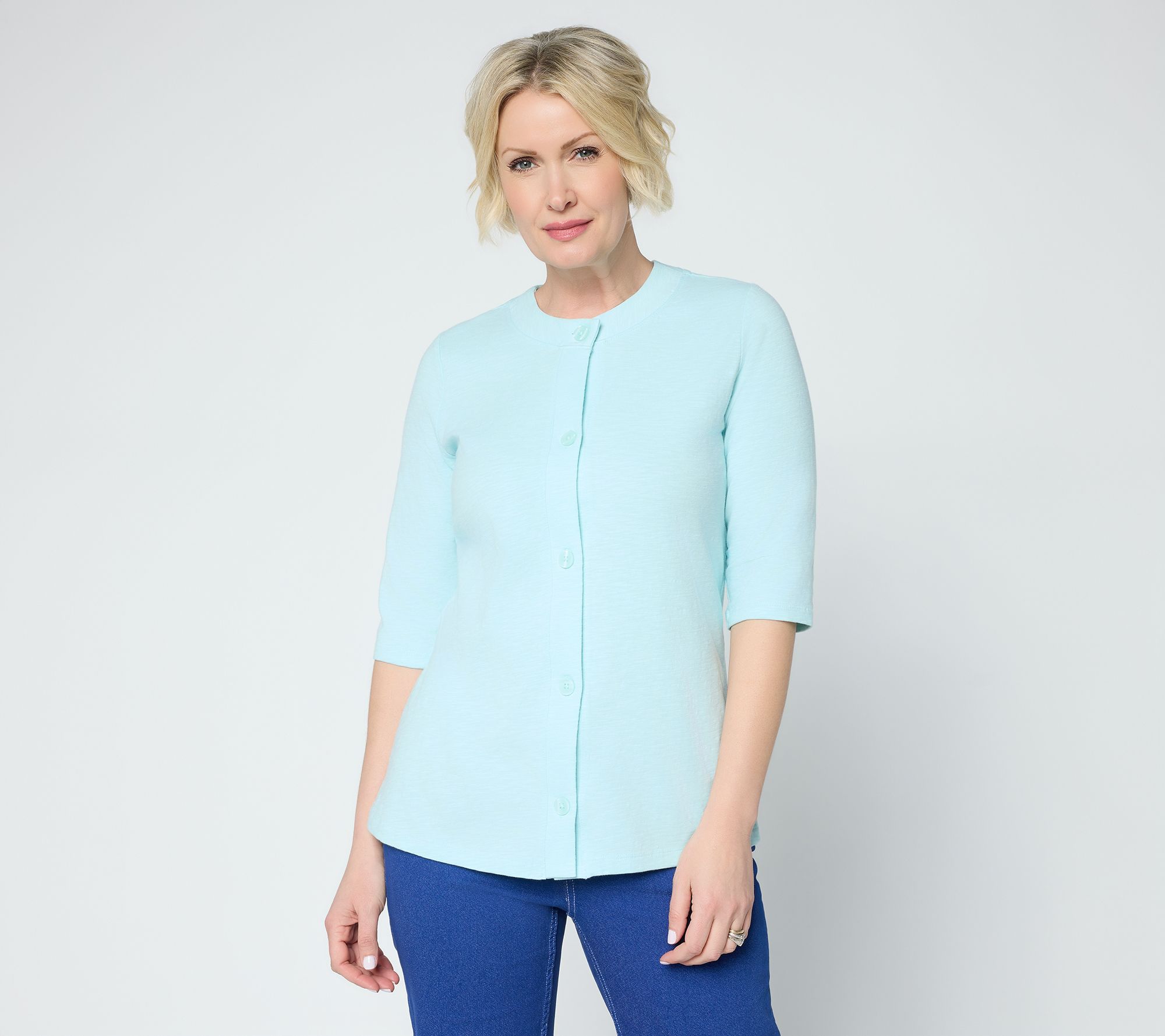 "As Is" Denim & Co. Essentials Textured Knit Ballet Sleeve Cardigan