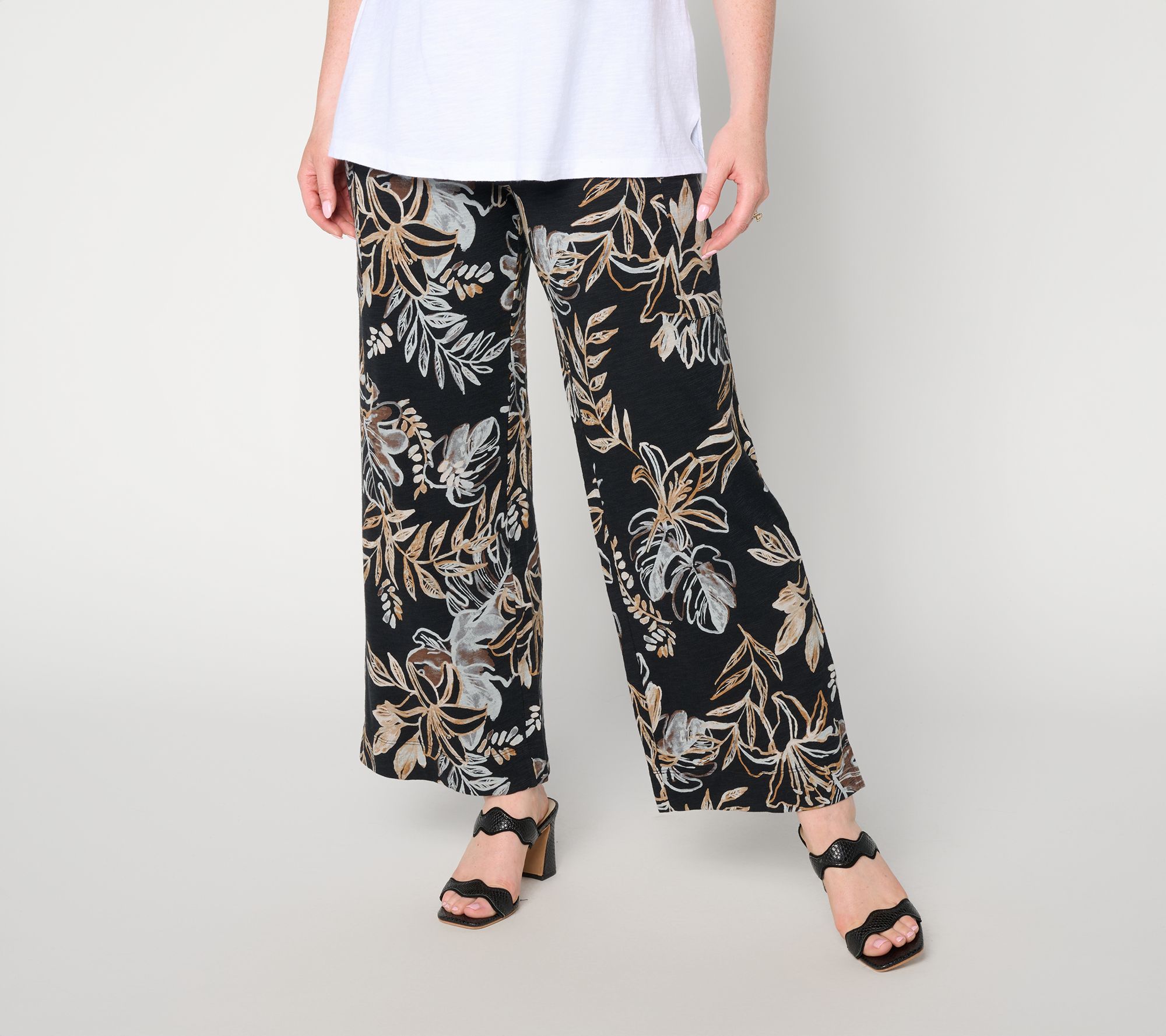 "As Is" Denim & Co. Petite Cotton Slub Wide Leg Cargo Ankle Pants